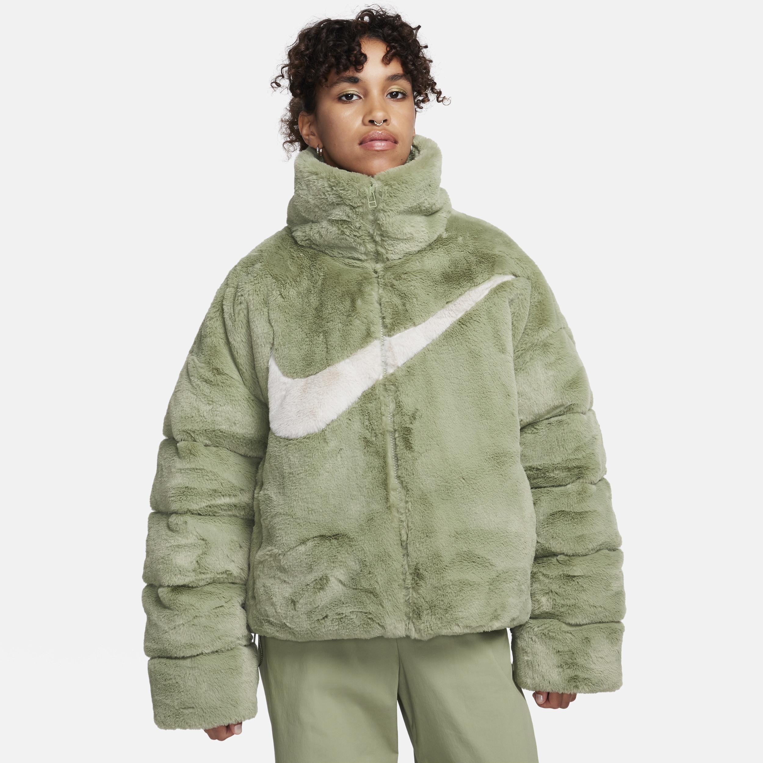 Nike Sportswear Essential Oversized Faux Fur Puffer Polyester in Green Lyst UK
