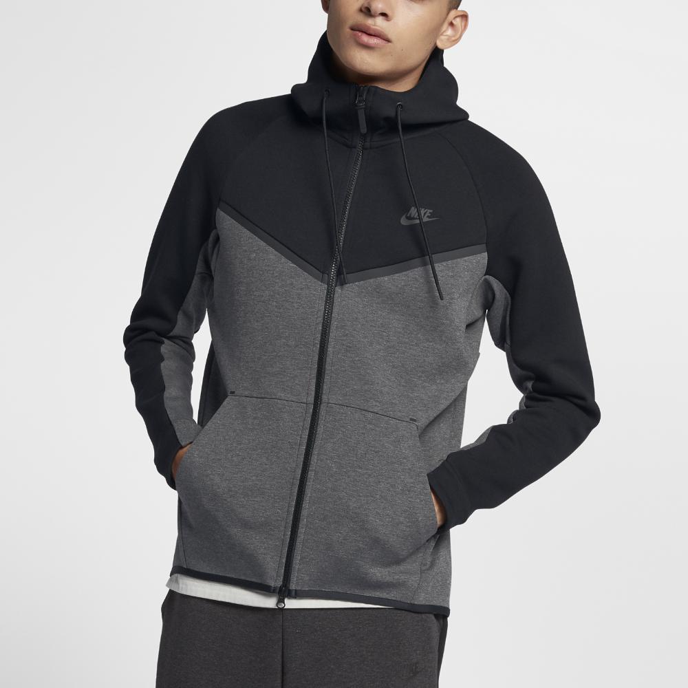 Nike Sportswear Tech Fleece Windrunner Men's Full-zip Hoodie in  Black/Charcoal Heather/Black (Black) for Men - Lyst