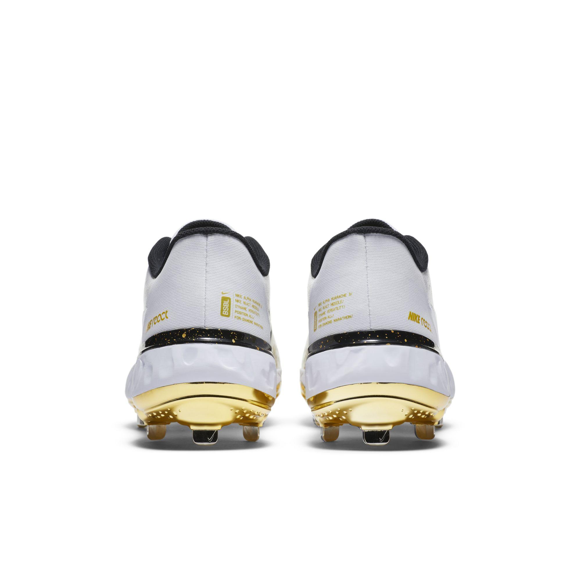 Huarache baseball cleats white and gold 2025