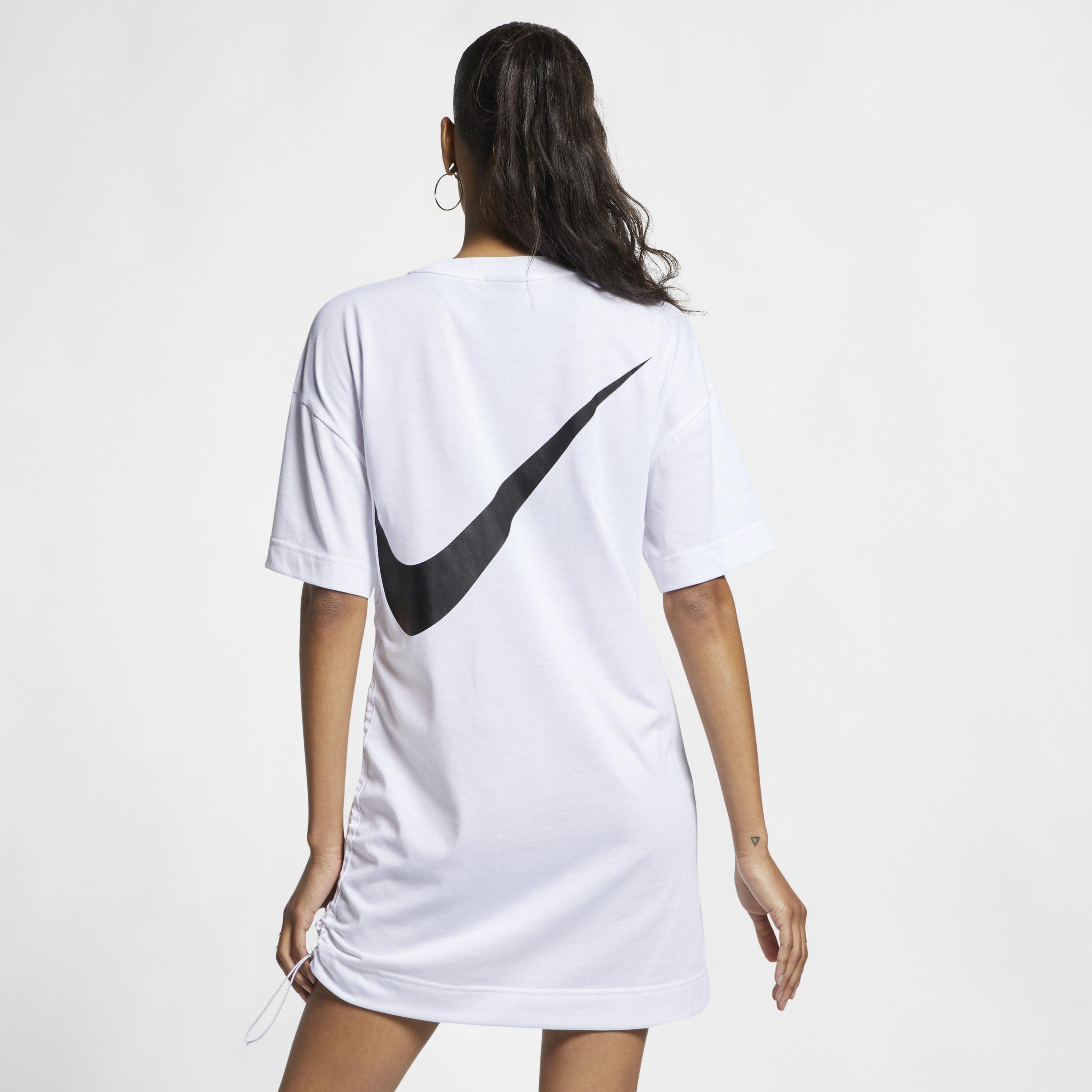 Nike White Swoosh Ruched Side T-shirt Dress - Lyst