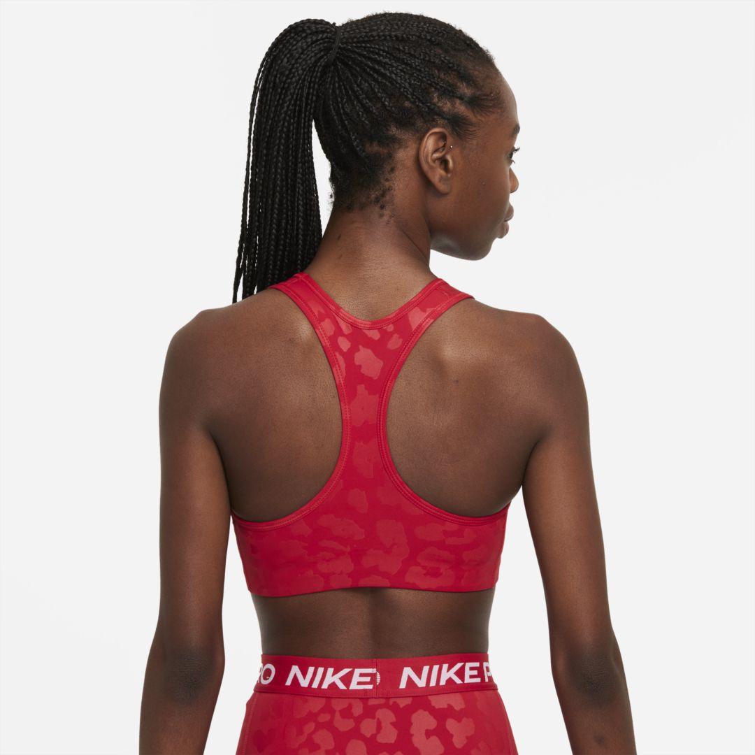 Nike Synthetic Pro Dri-fit Swoosh Women's Medium-support Leopard Sports Bra  in Red/Red (Red) | Lyst