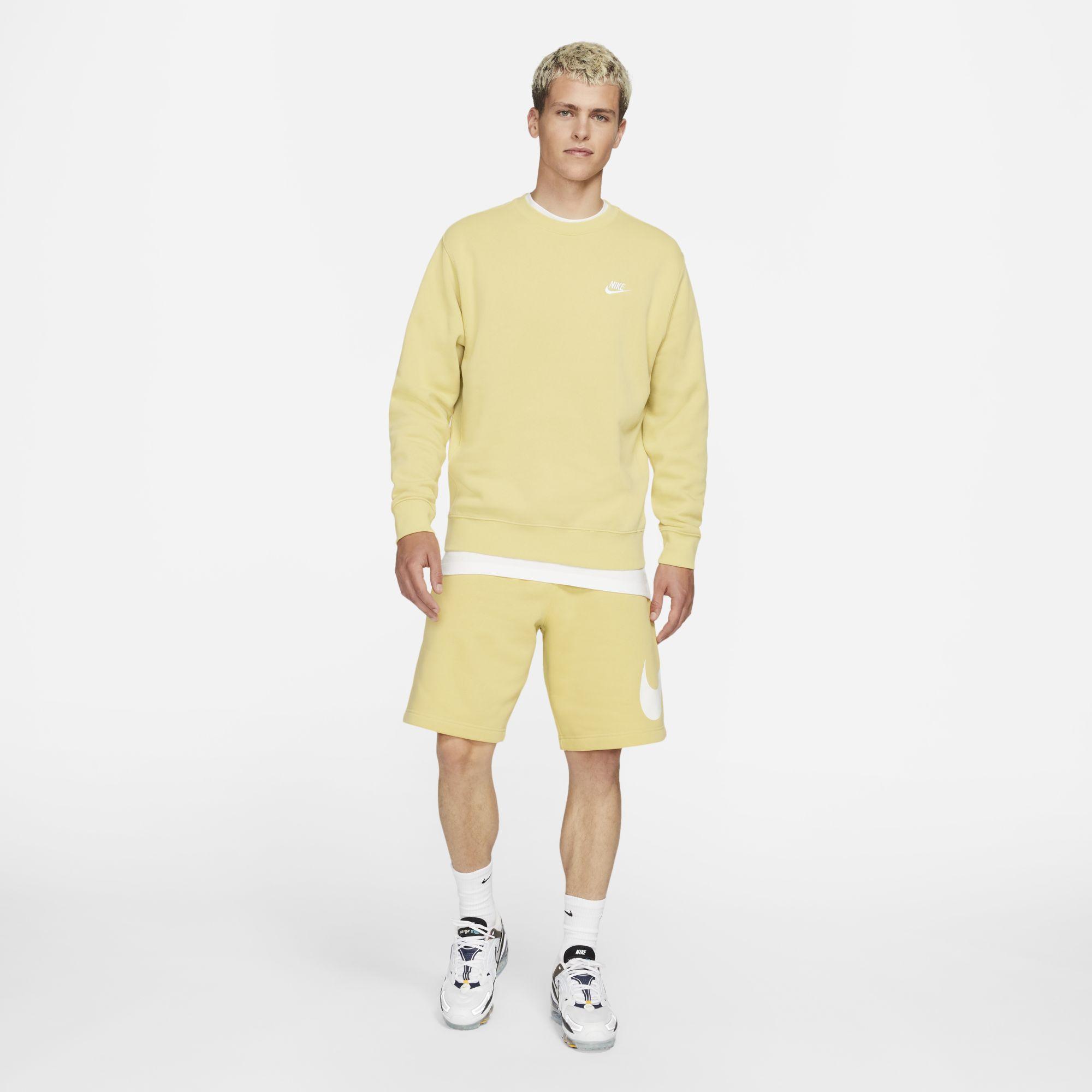 nike club crew neck sweat in mustard