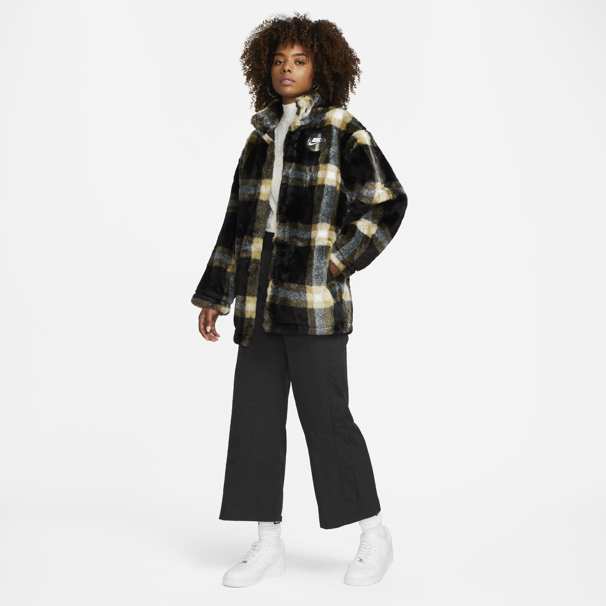 Nike Sportswear Faux fur Jacket In Black Lyst