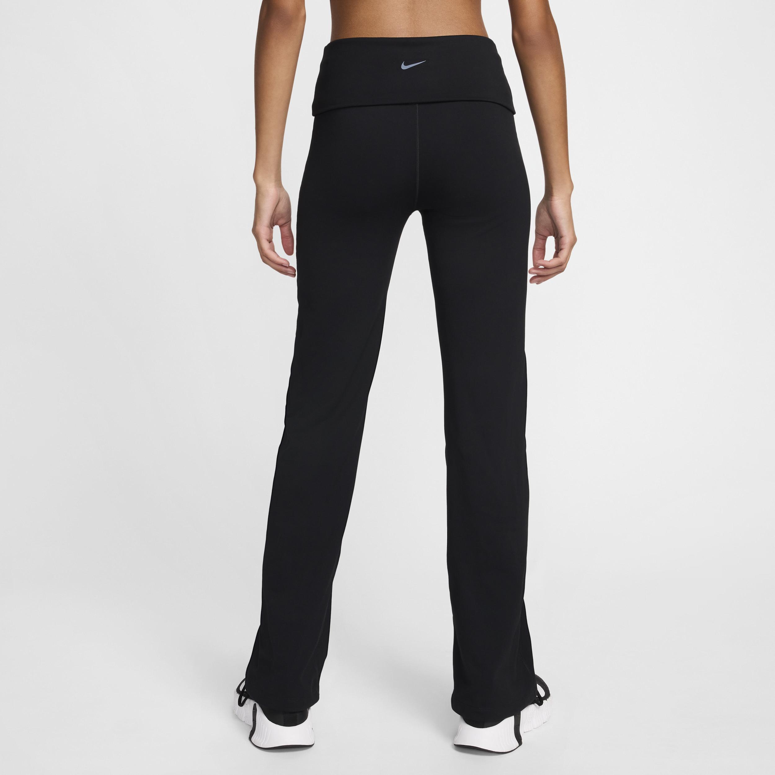 Nike One Dri fit High waisted Fold over Trousers Polyester elastane 50 Recycled Polyester in Black Lyst UK