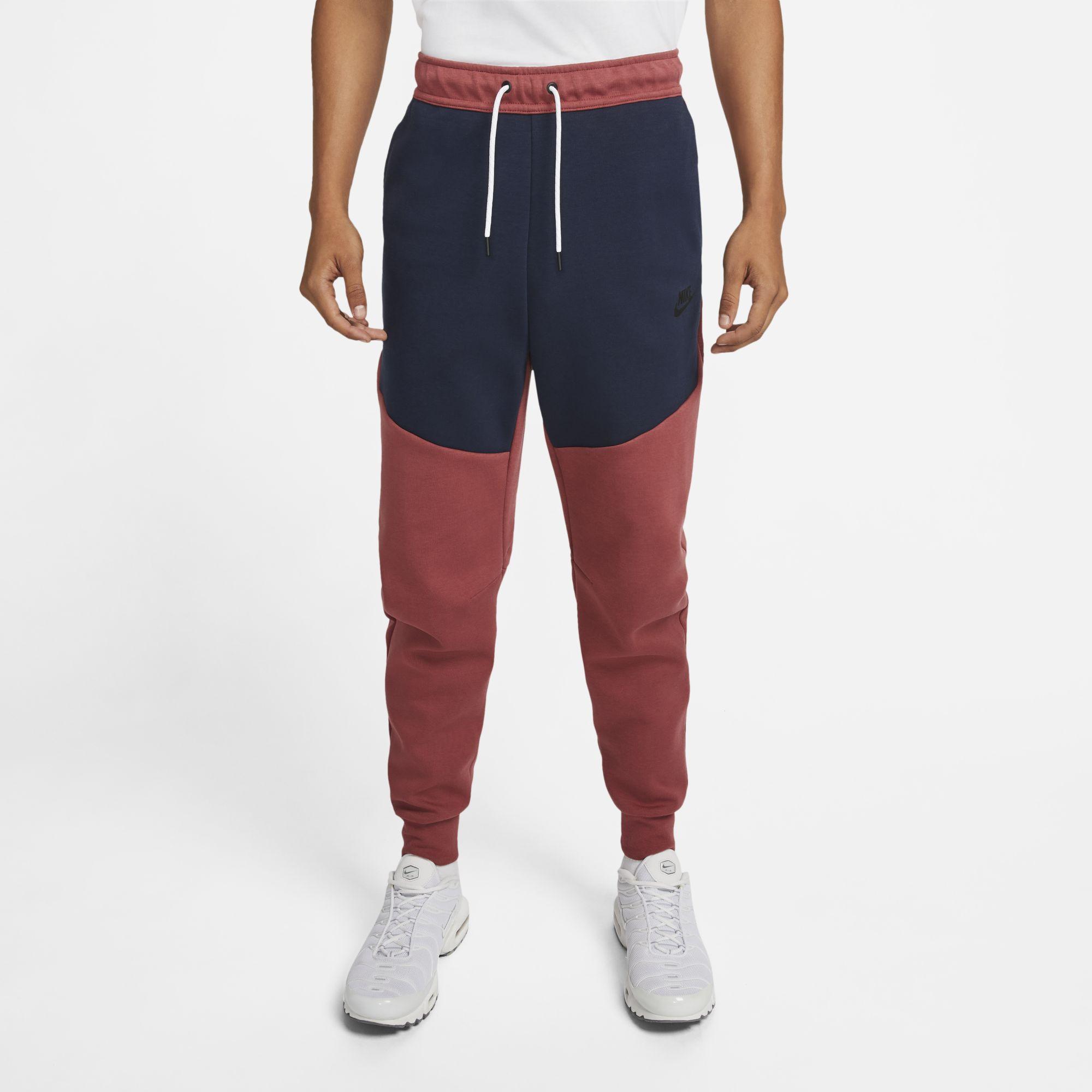 red tech fleece joggers