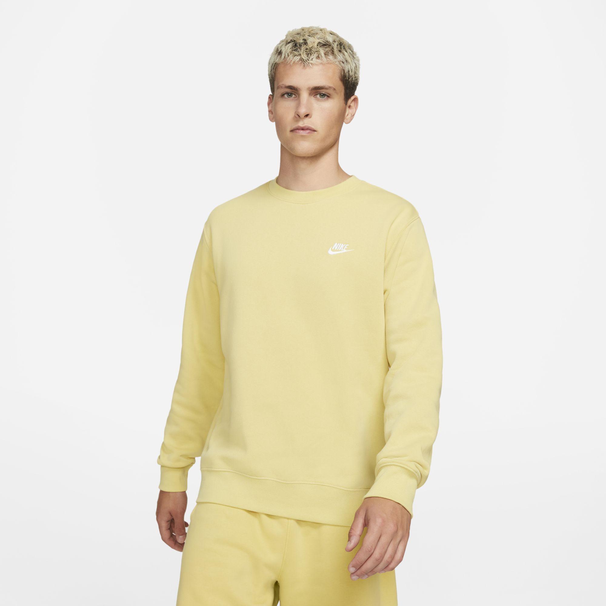 nike club crew neck sweat in mustard