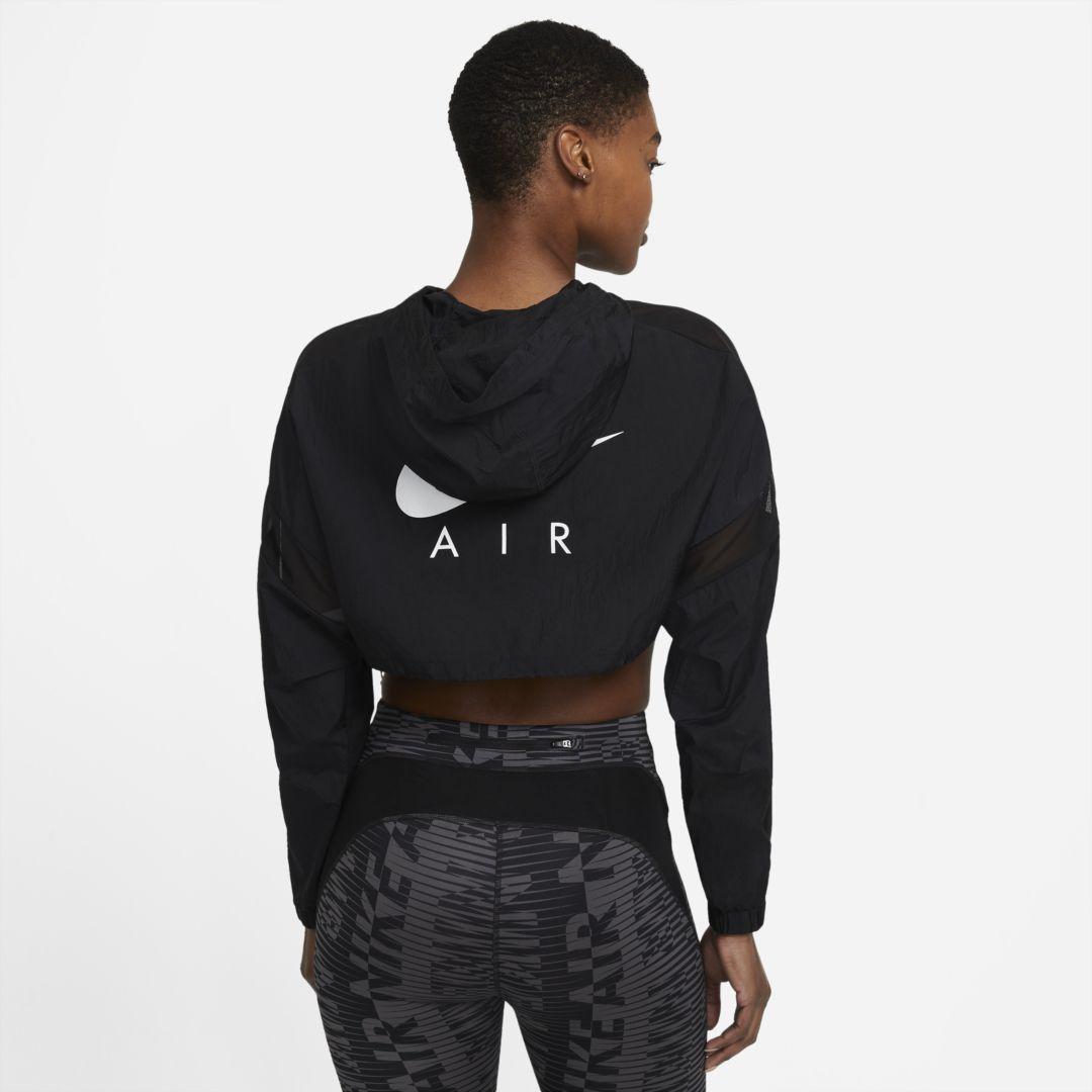 Nike Synthetic Air Crop Running Jacket in Black | Lyst