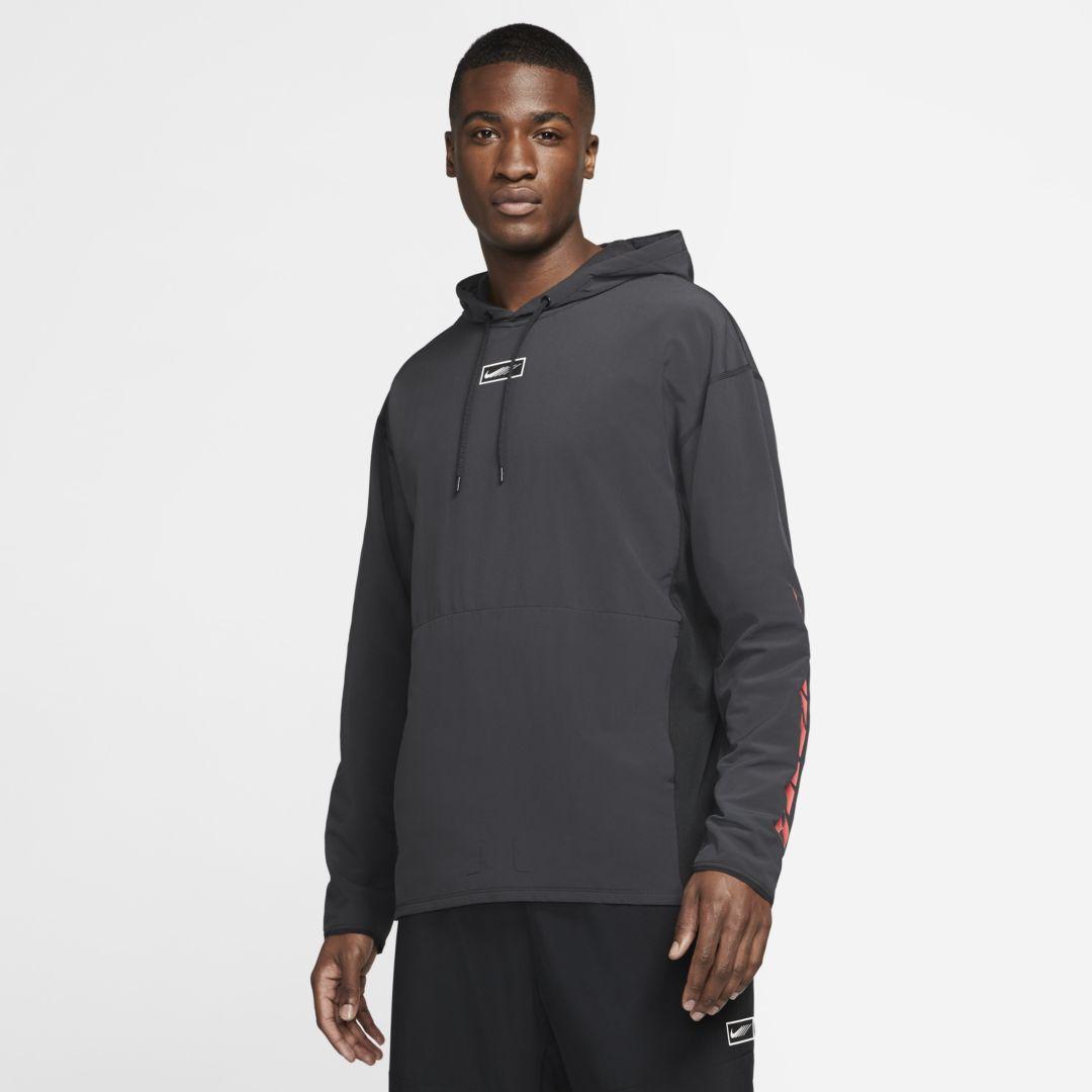 Nike Synthetic Sport Clash Woven Pullover Training Hoodie in Black 
