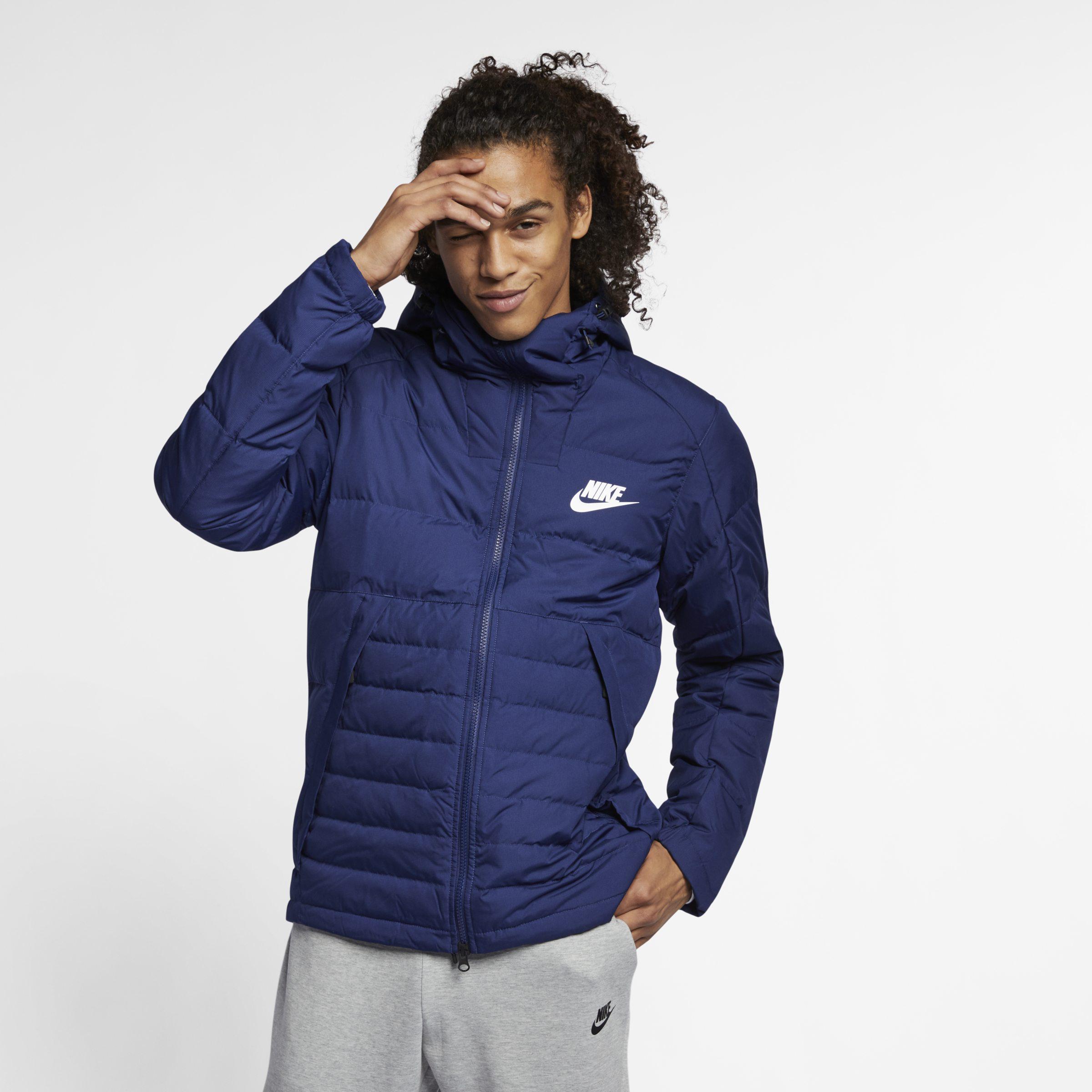Nike Sportswear Down-fill Hooded Jacket in Blue for Men - Lyst