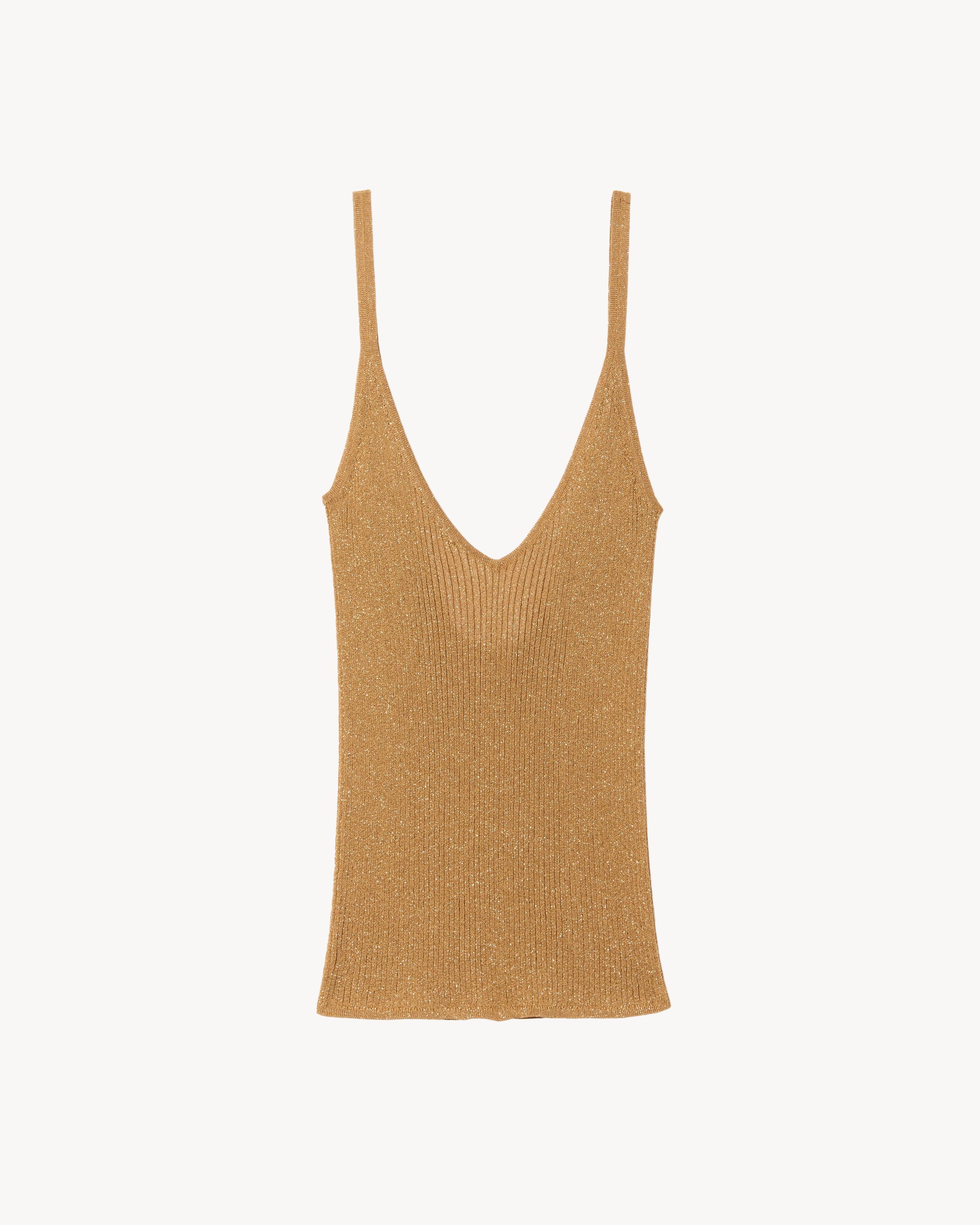 Nili Lotan Zoelle Lurex Ribbed Tank in Natural | Lyst UK