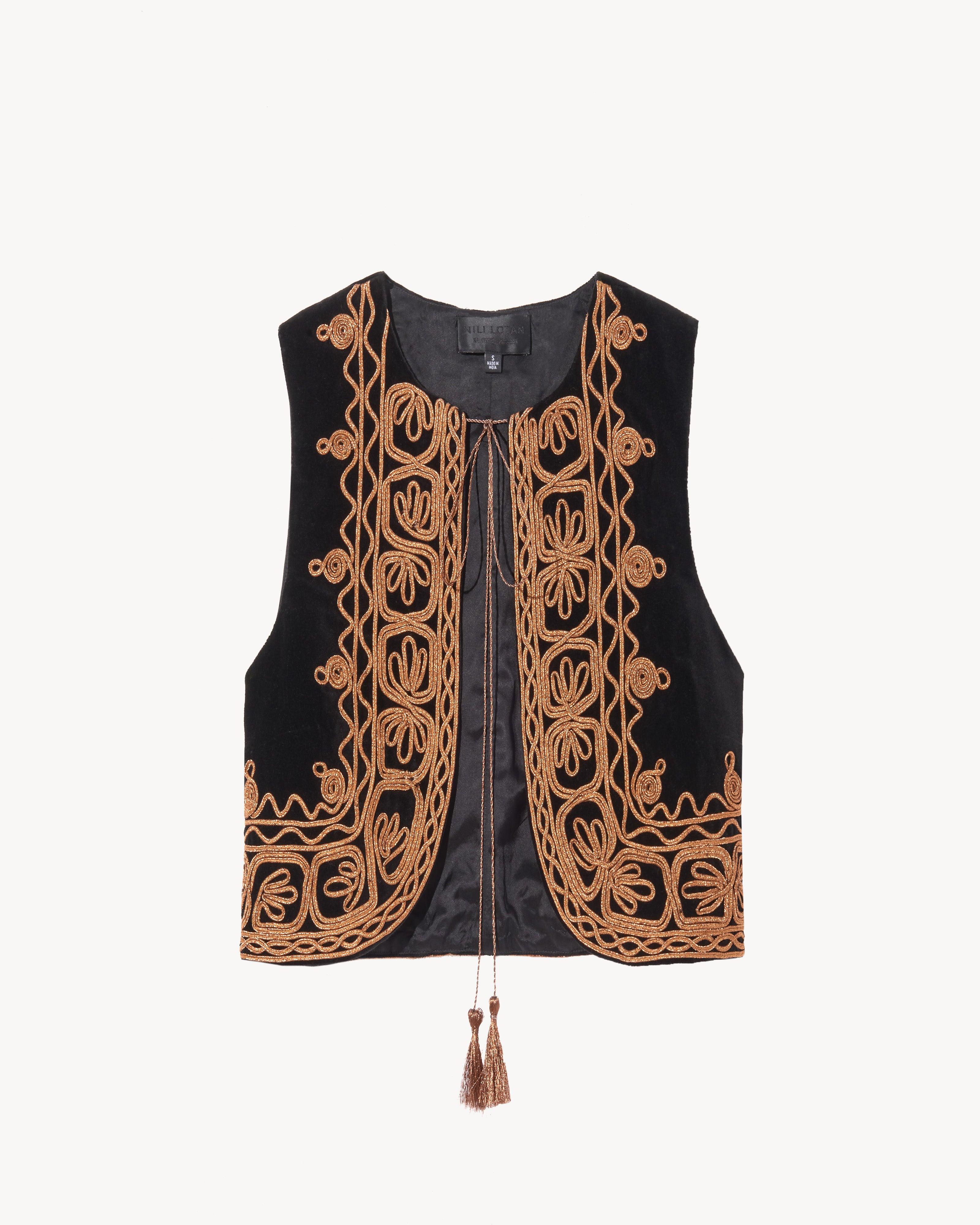 Nili Lotan Audette Embroidered Vest in Black | Lyst UK