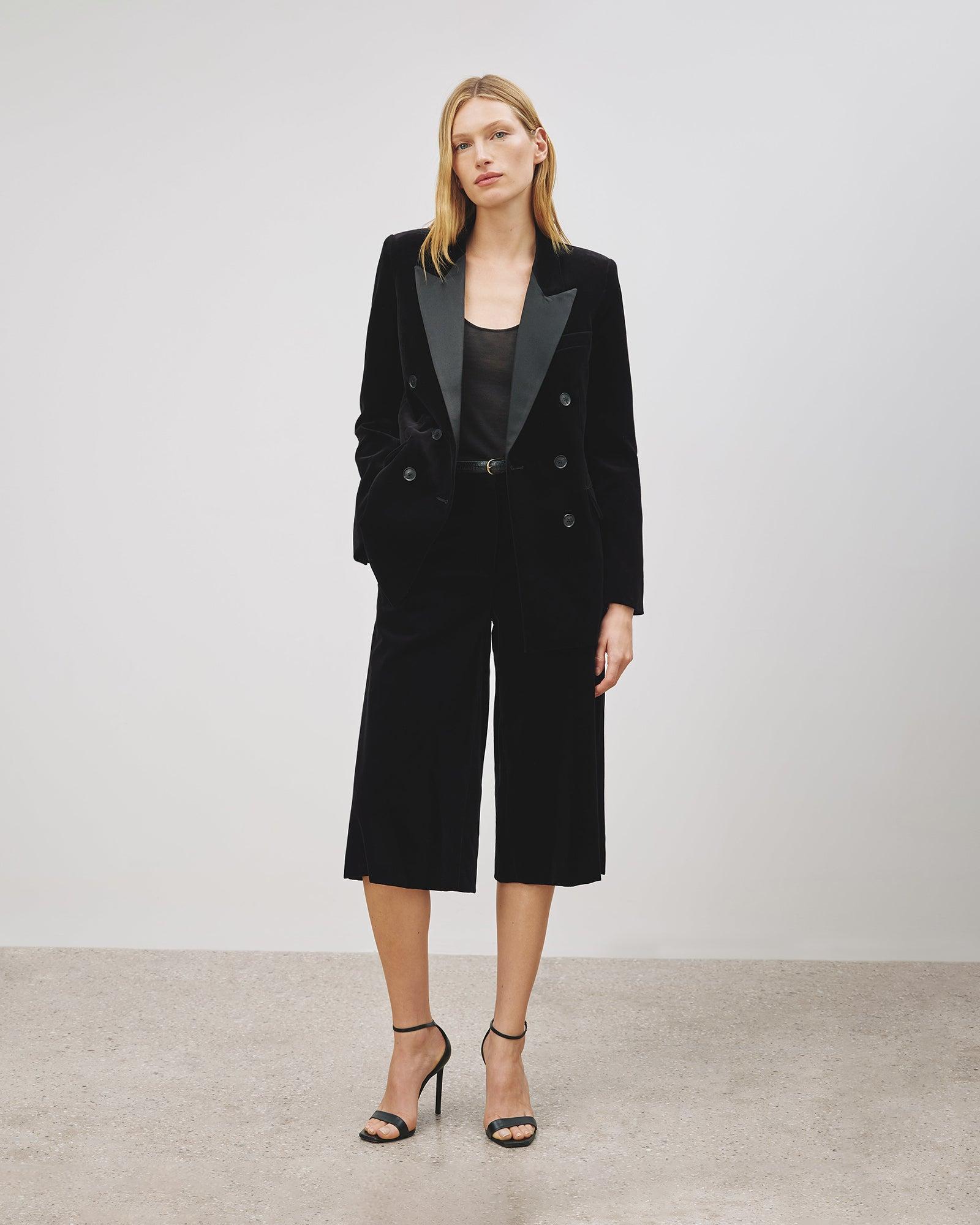 Nili Lotan Idris Velvet Short in Black Lyst UK