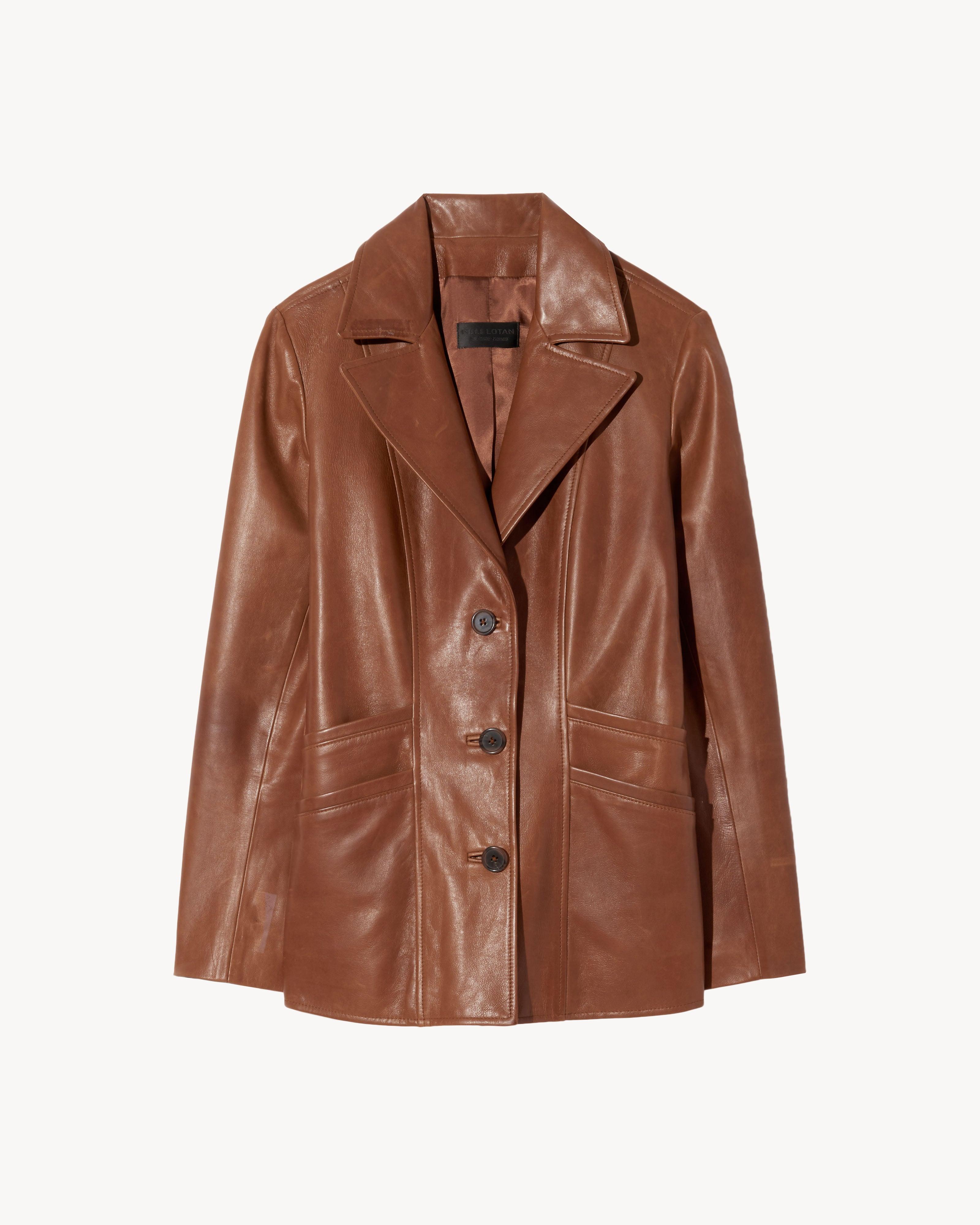 Nili Lotan Alda Leather Jacket in Brown Lyst