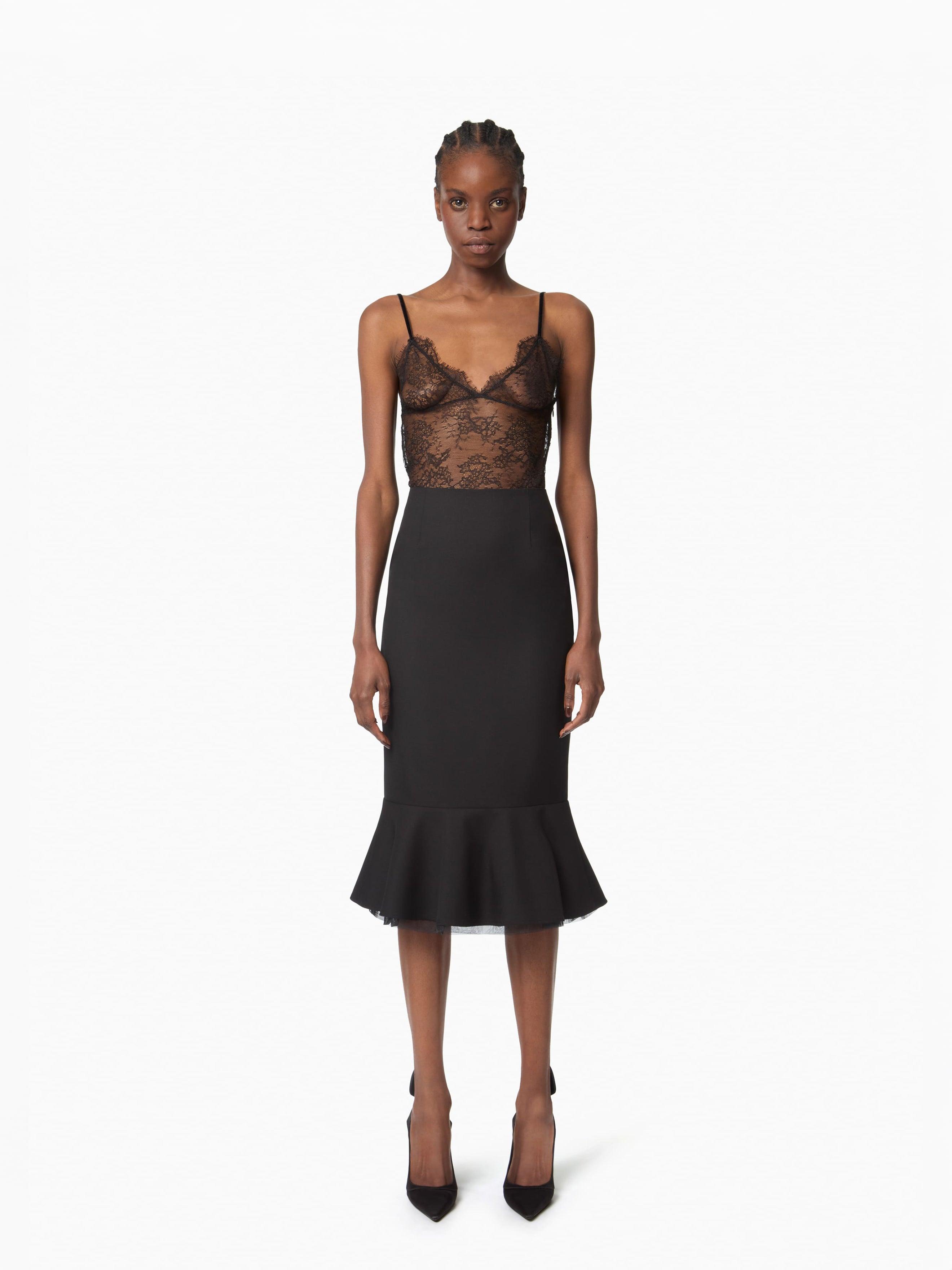 スカート NINA RICCI MIDI SKIRT WITH DRAPE Draped Midi Skirt in Black - Nina Ricci