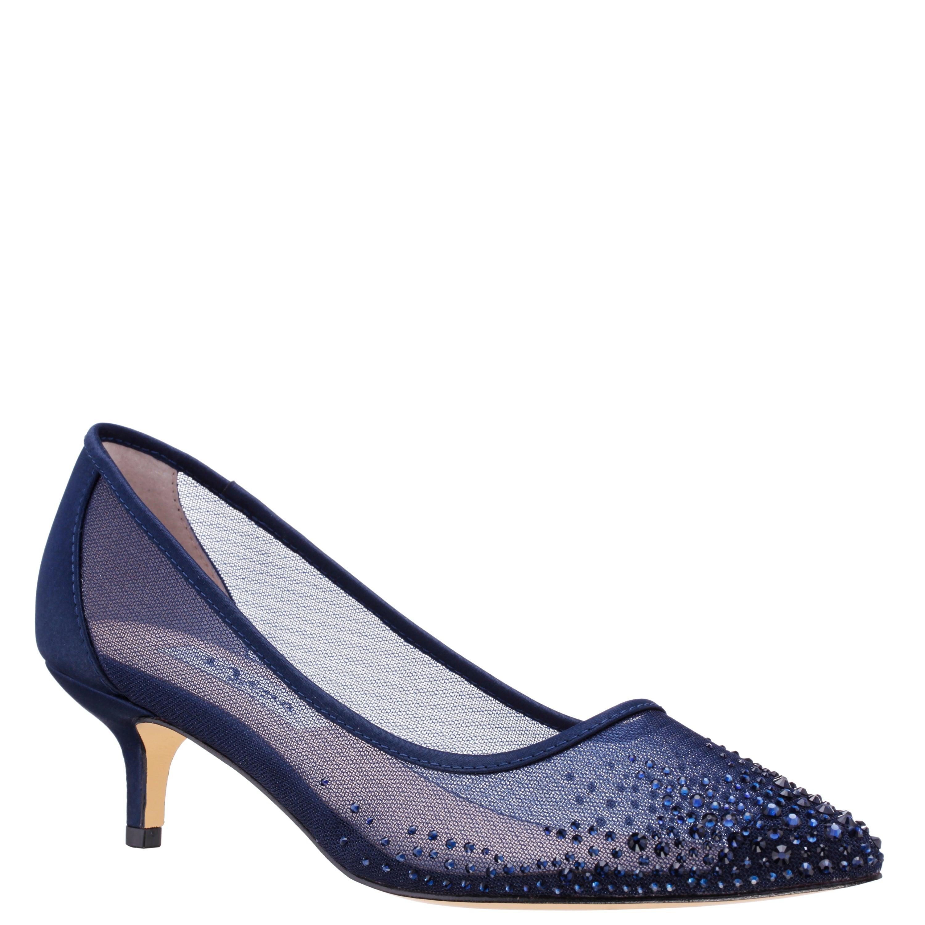 NINA NEW YORK Womens Navy Padded Niley Pointed Toe Kitten Heel Slip On Dress Pumps Shoes W
