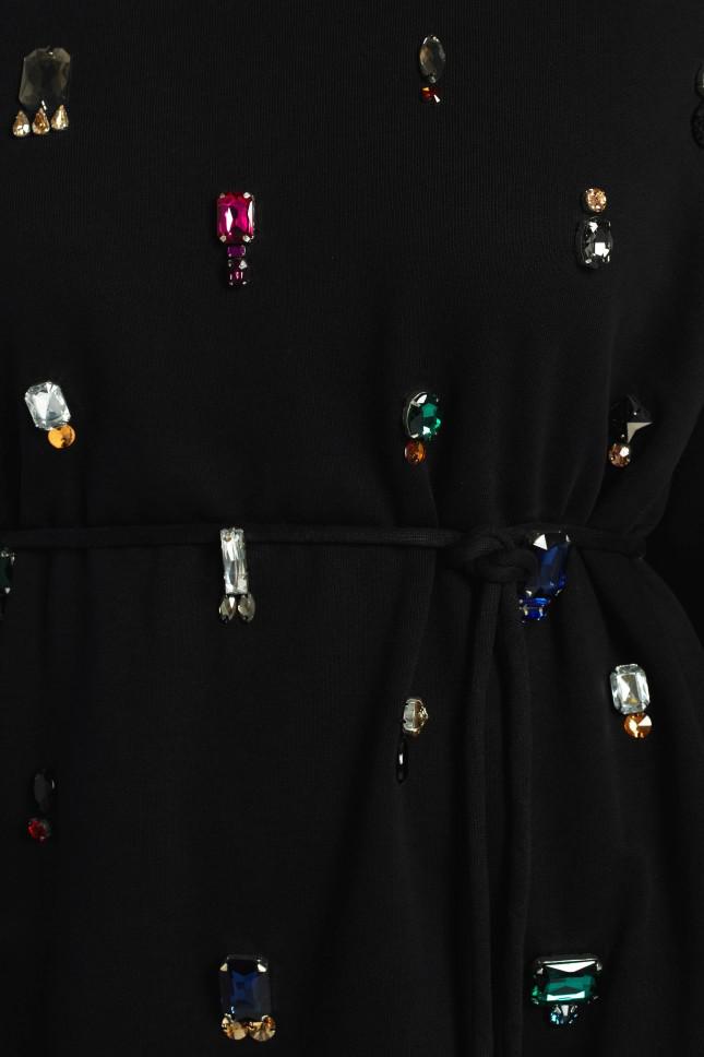 Lyst Lanvin Embellished Sweatshirt Dress in Black