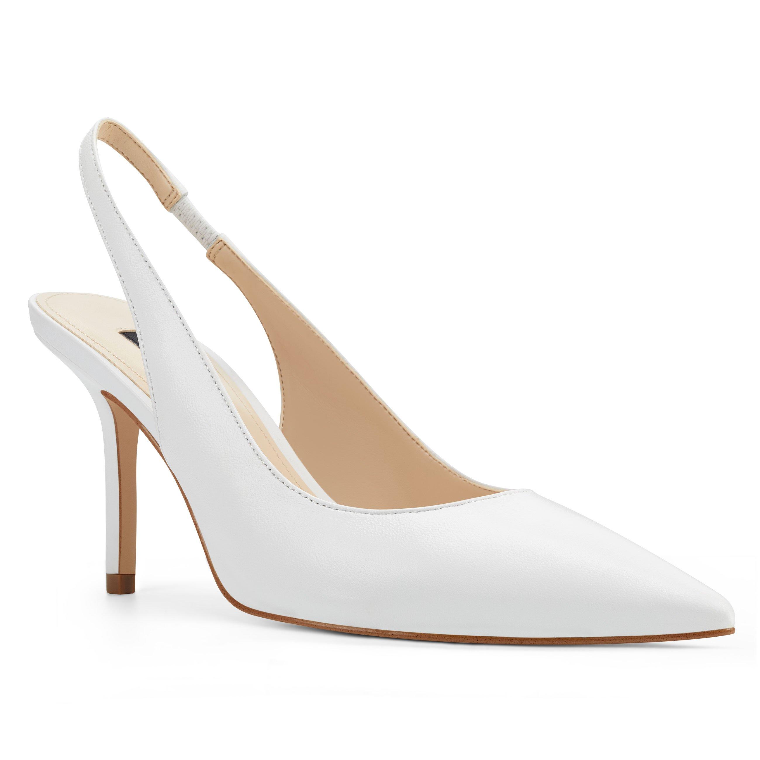 Nine West Holly Slingback Pumps in White Leather (White) - Lyst