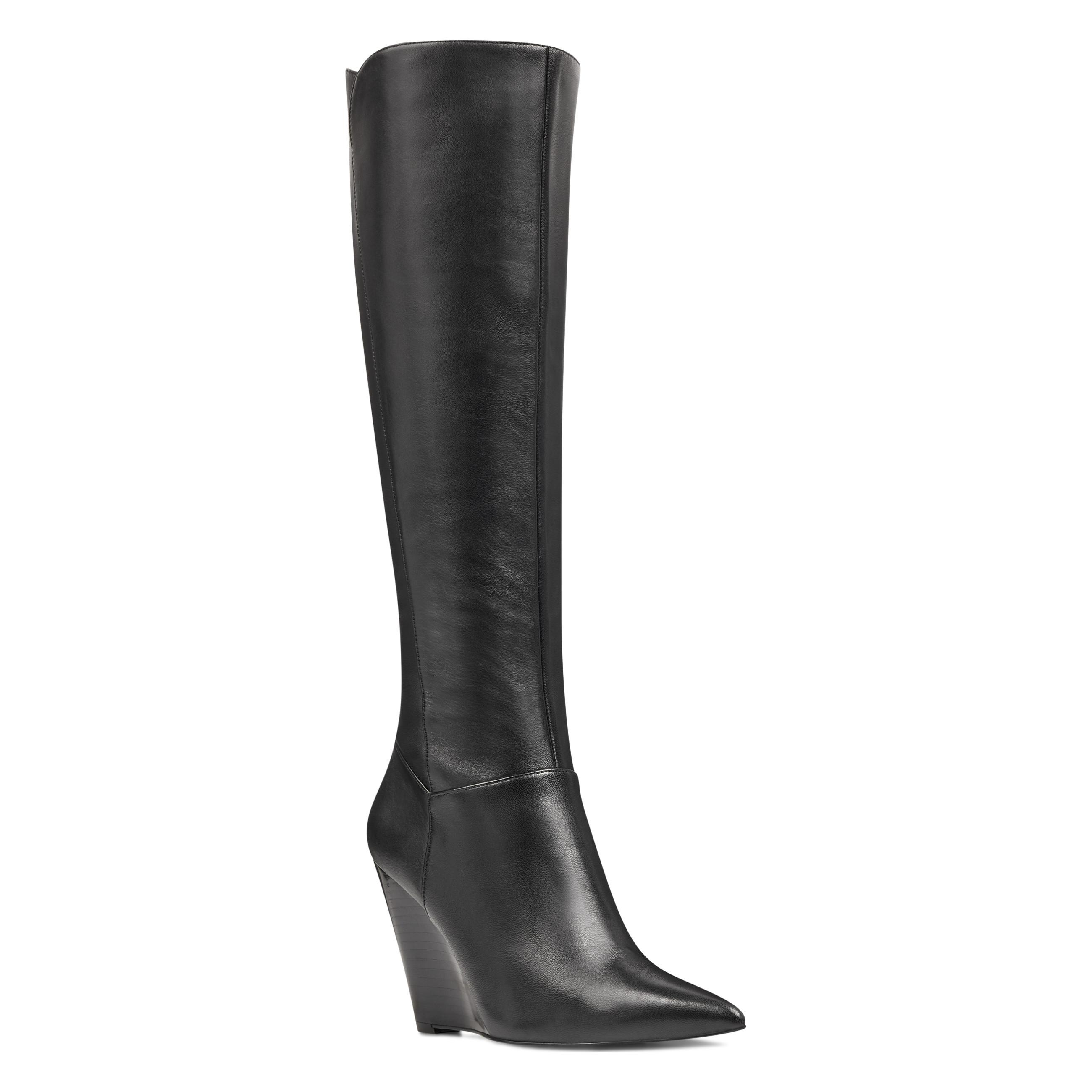 Nine West Varin Wide Calf Wedge Boots in Black - Lyst