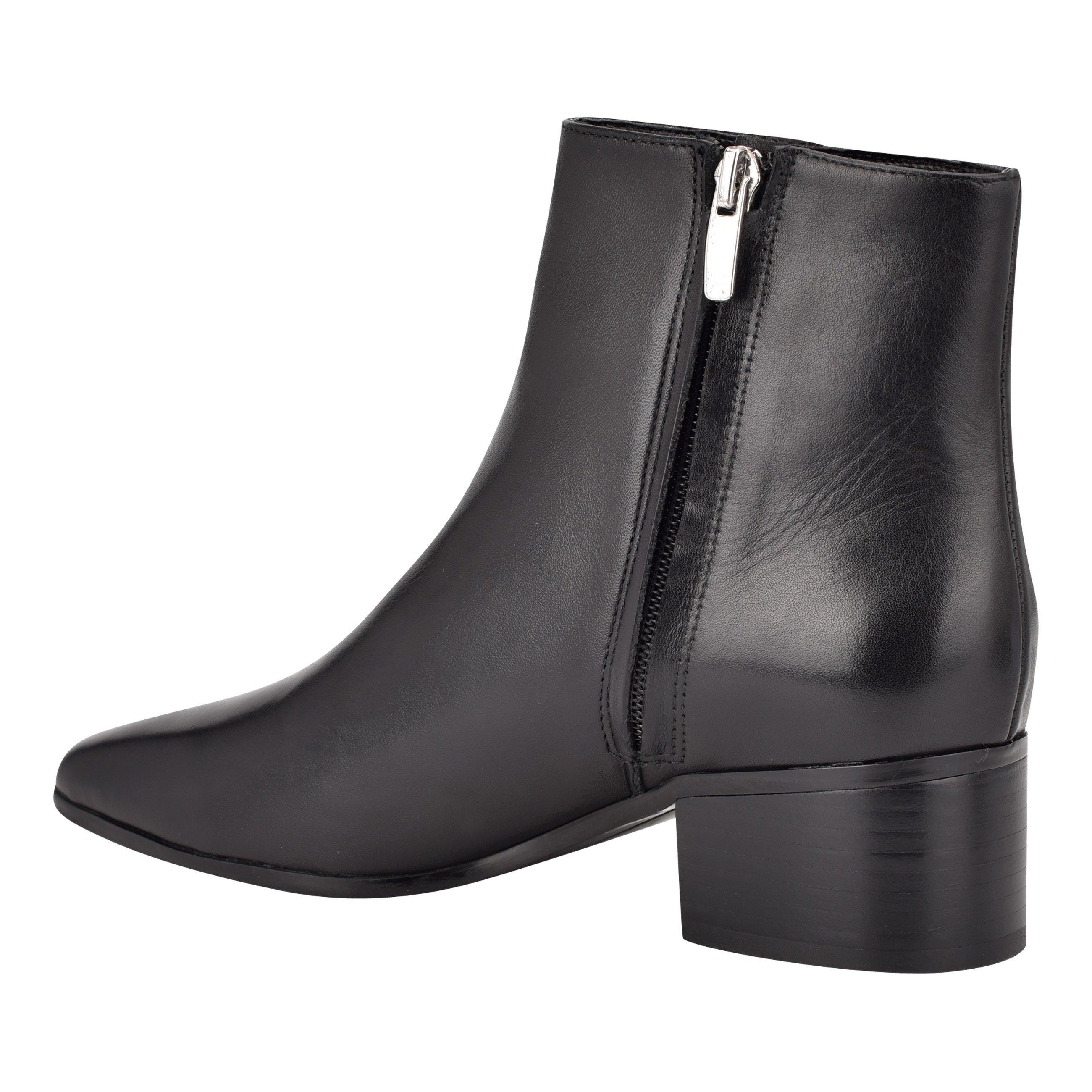 Nine West Cabra Square-toe Booties in Black Leather (Black) - Lyst