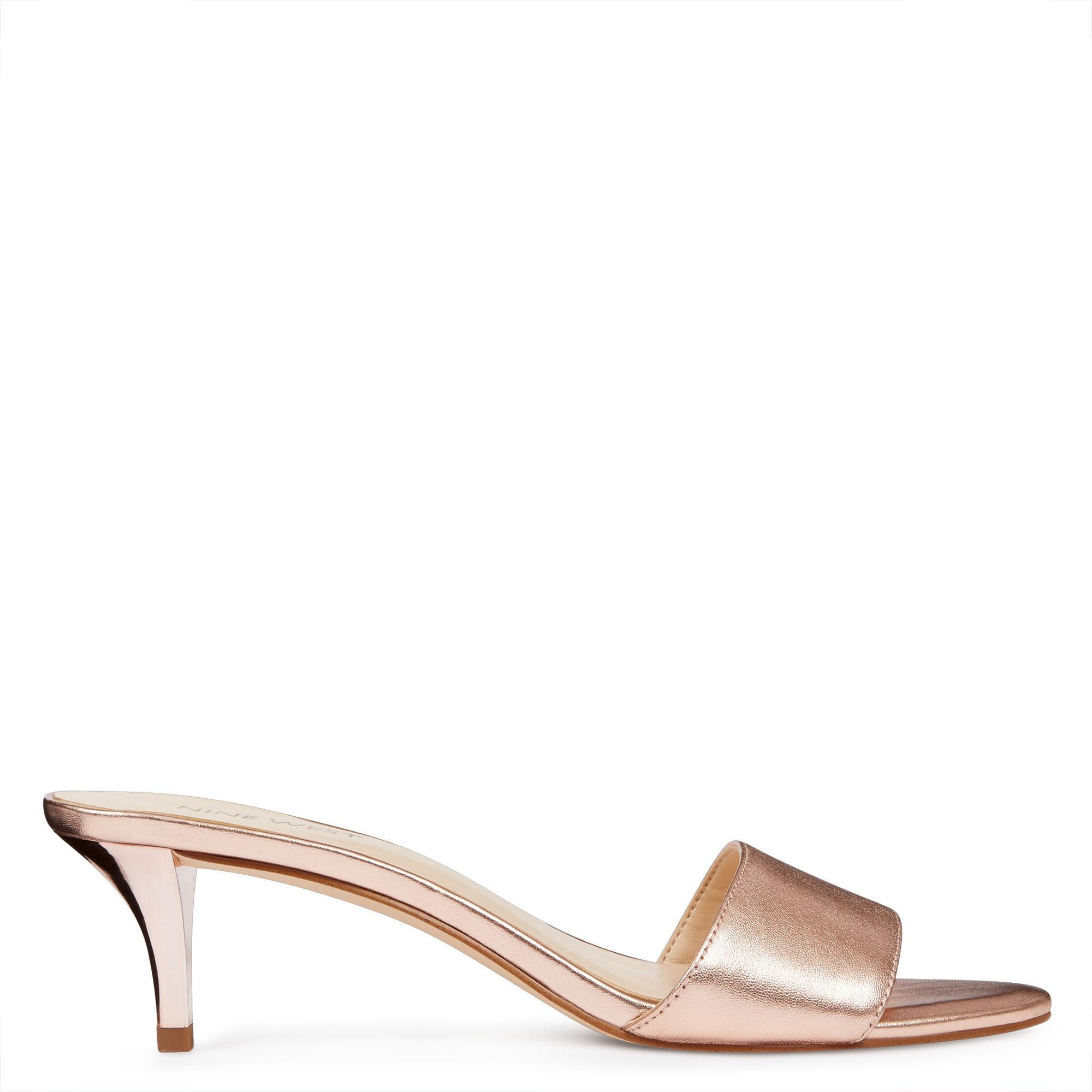 Nine West Lynton Kitten Heel Slides in Pink Metallic (Pink) Lyst