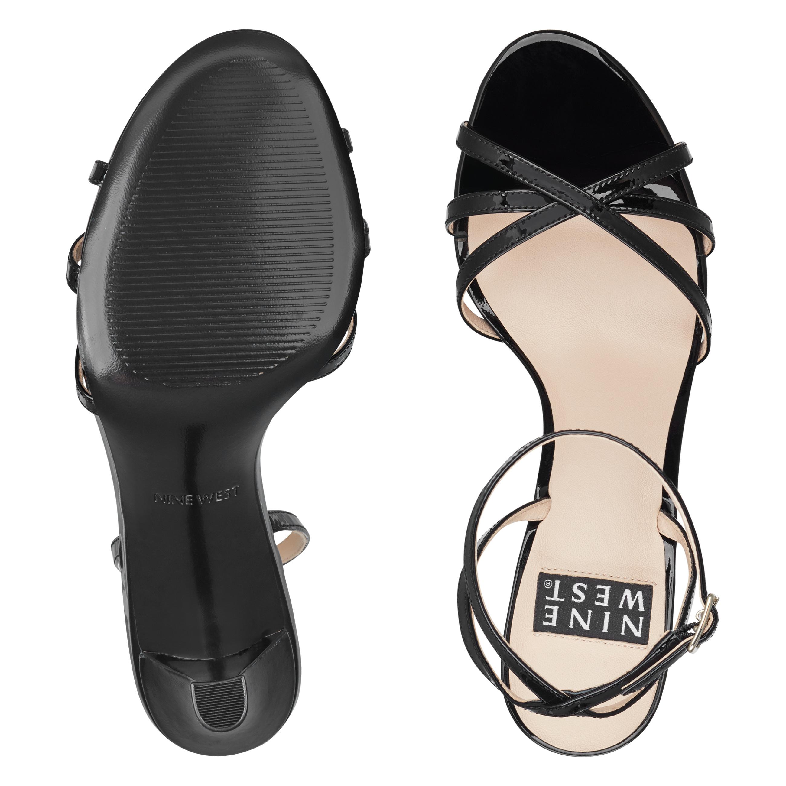 Nine West Frindor Strappy Sandals in Black Patent (Black) - Lyst