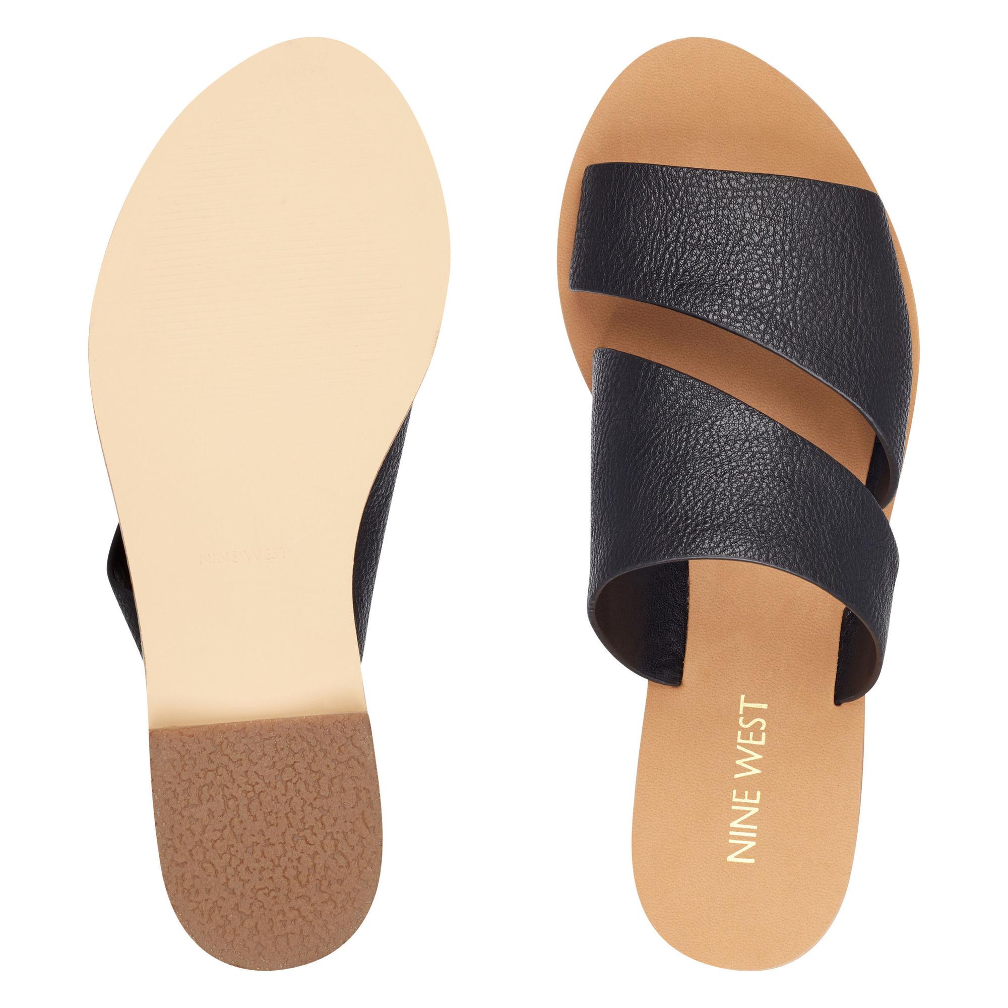 nine west em down leather slide sandal