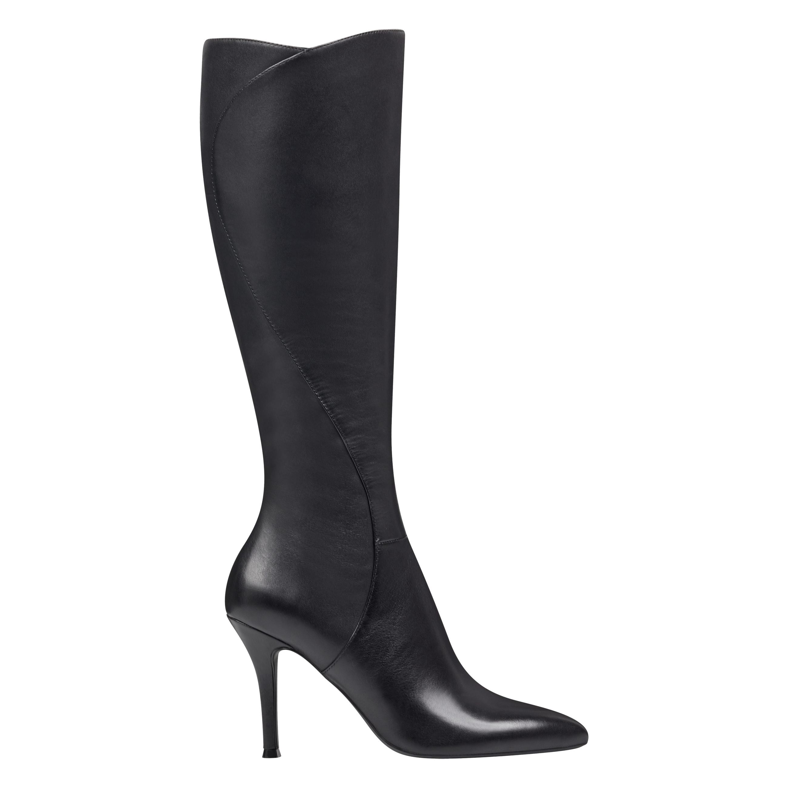 nine west black leather knee high boots