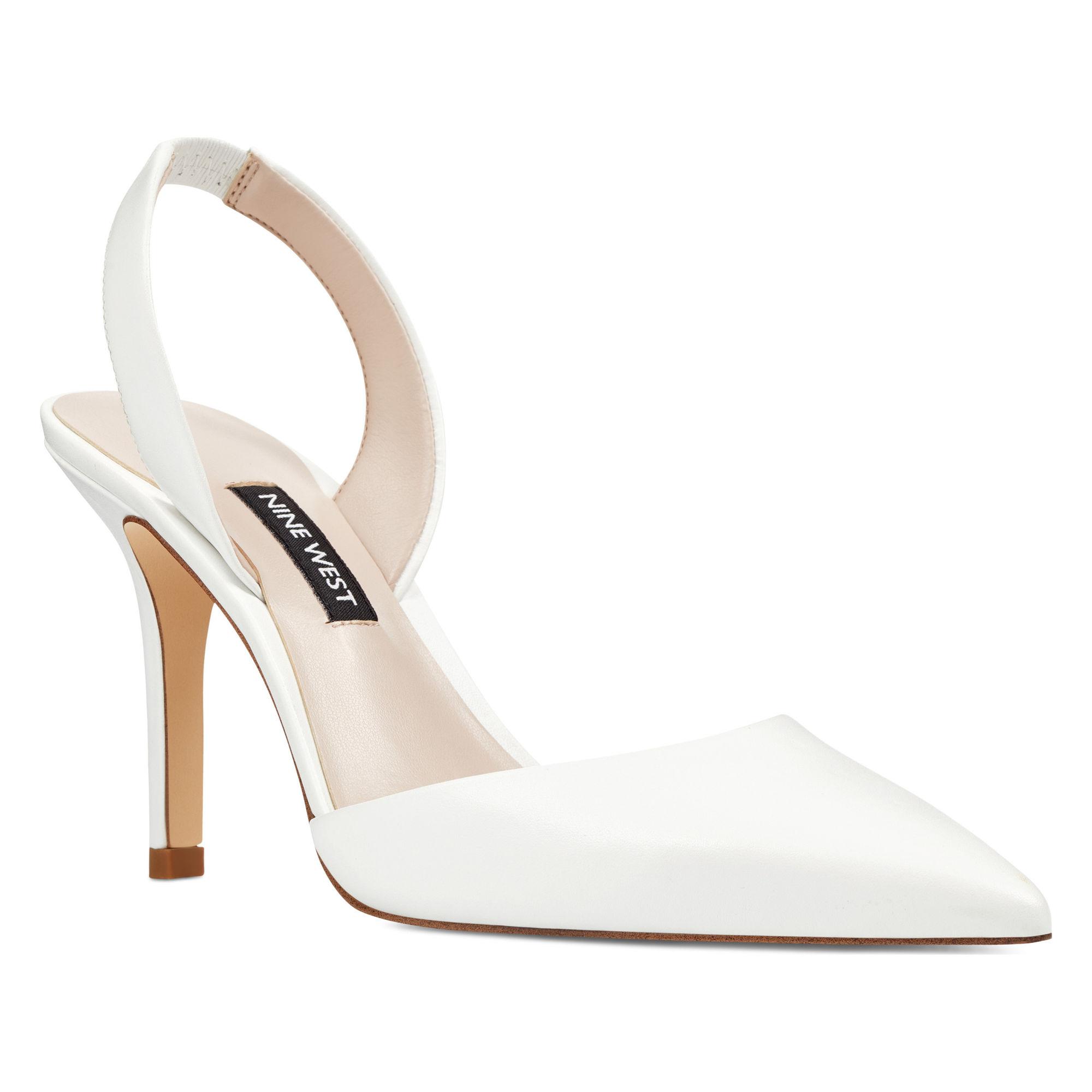 Nine West Leather Meredith Pointy Toe Slingbacks in White Leather (White) - Lyst