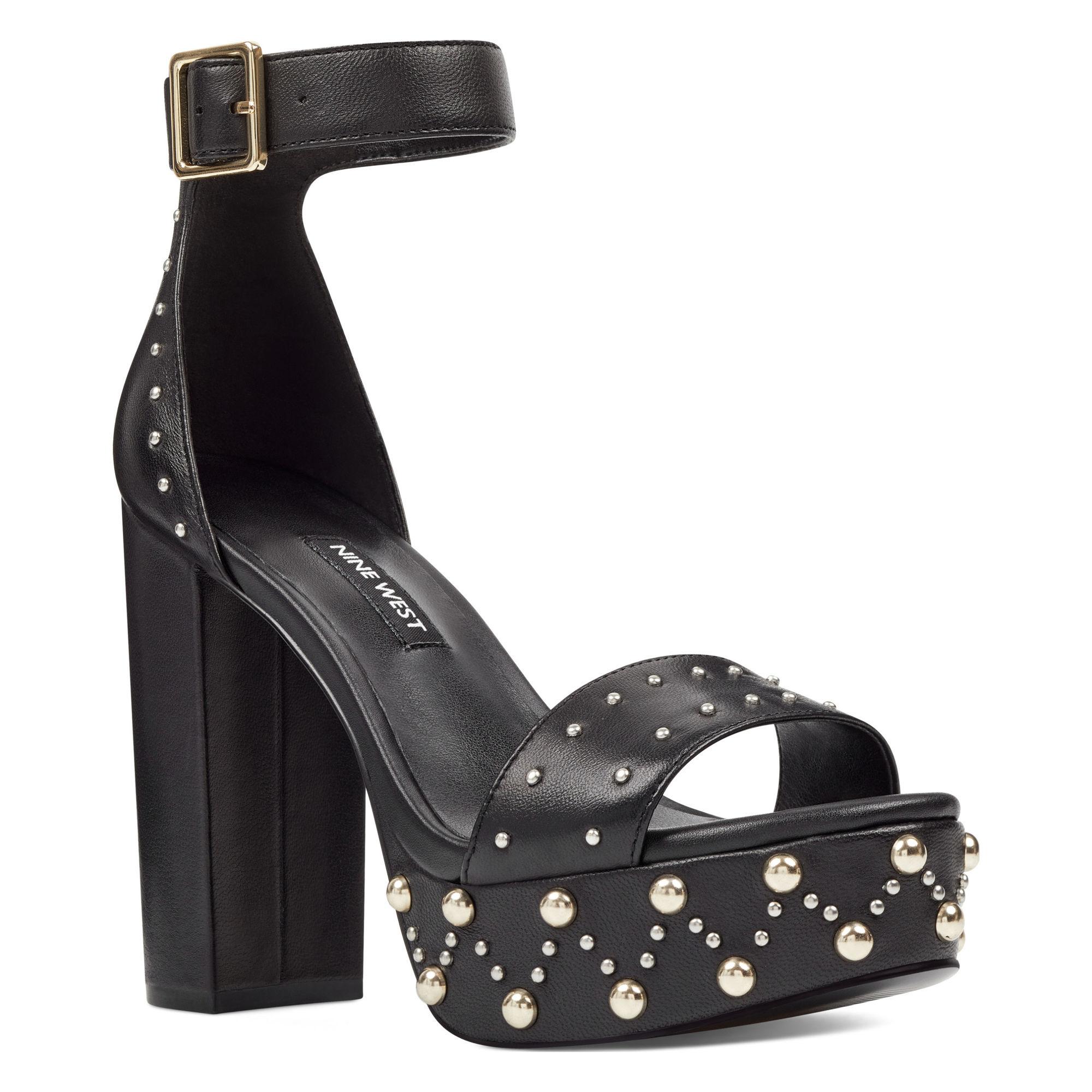 nine west black platform sandals