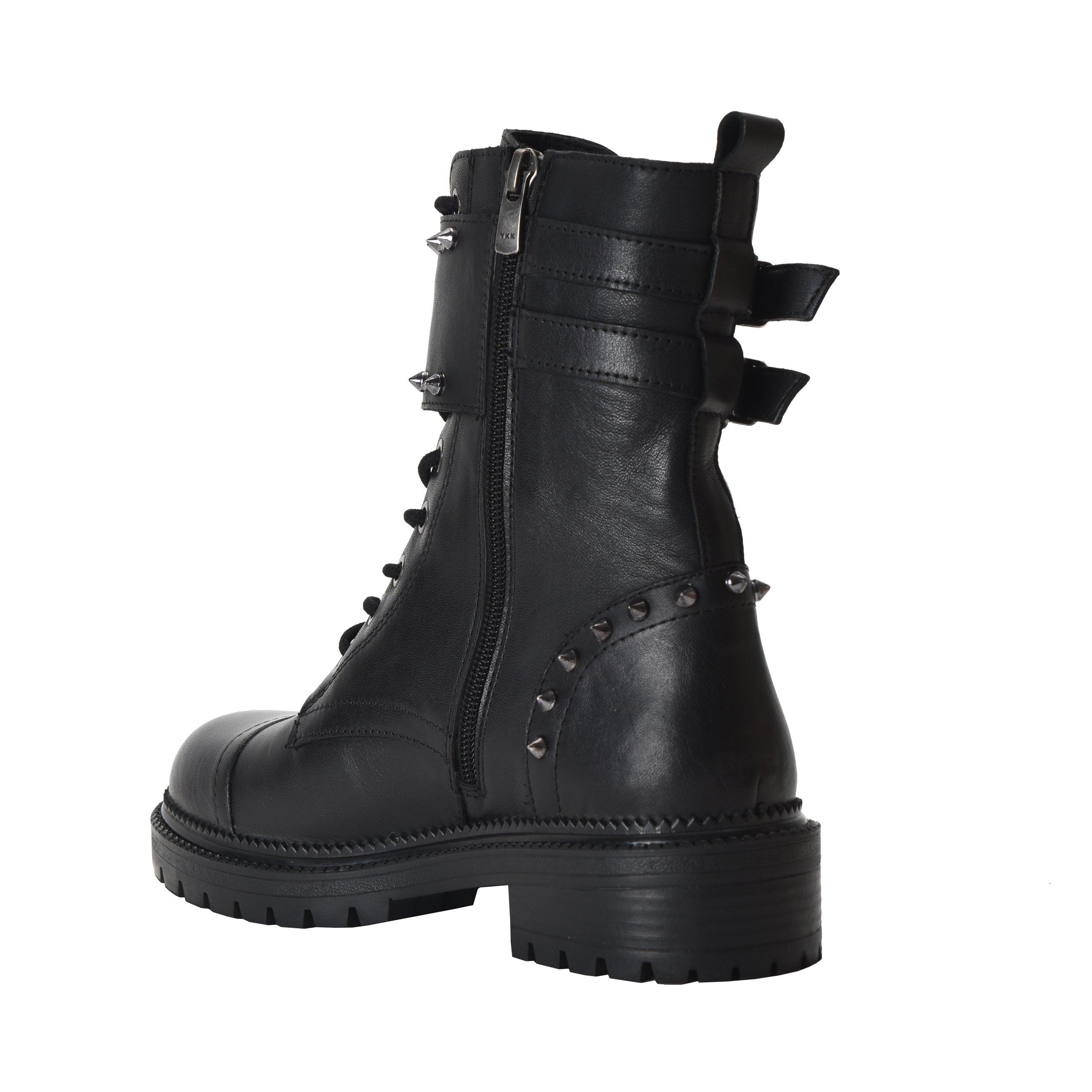 Nine West Collie Studded Combat Lug Sole Boots in Black Leather (Black) -  Lyst