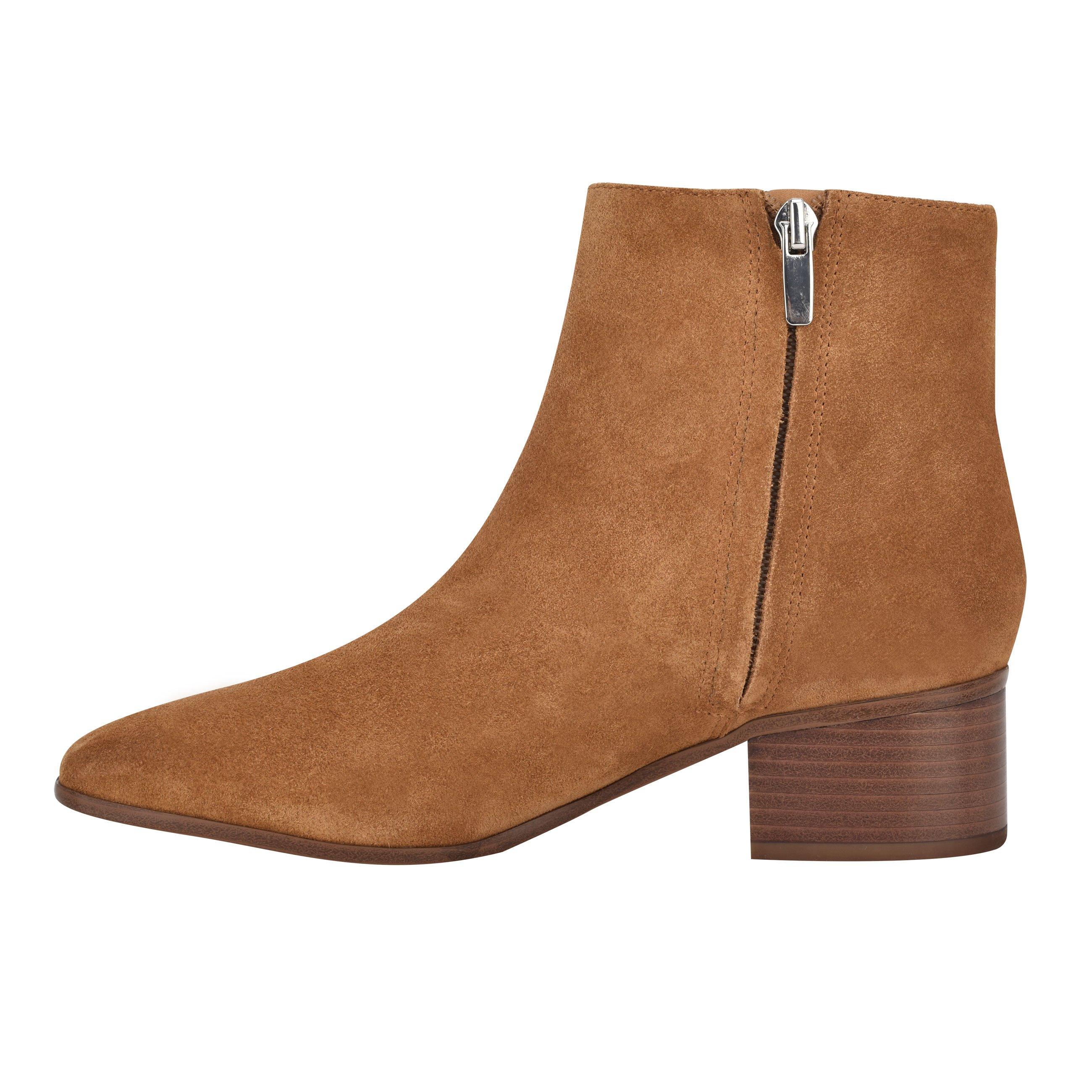 Nine West Cabra Squaretoe Booties in Cognac Suede (Brown) Lyst