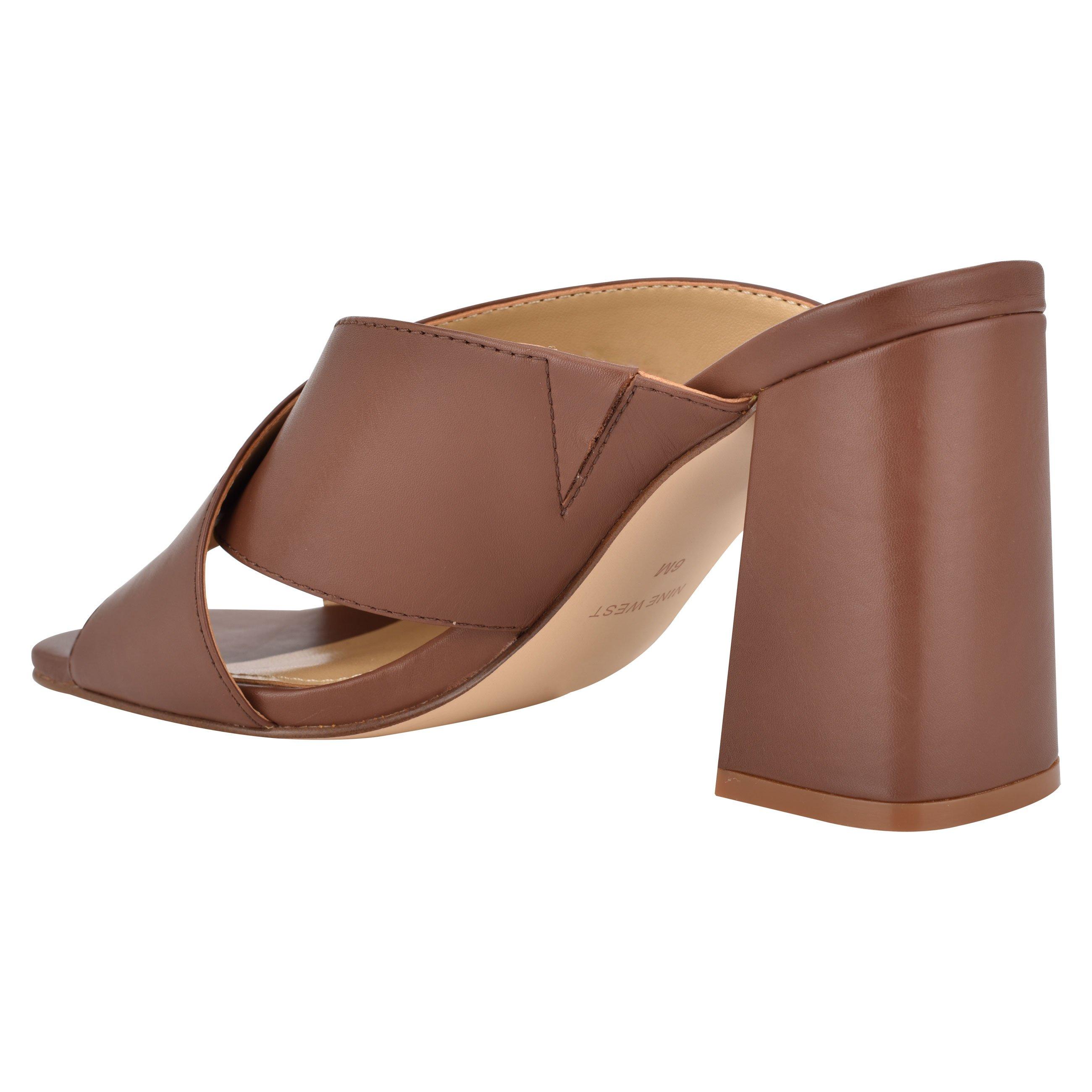 nine west galvin block heel slide sandals