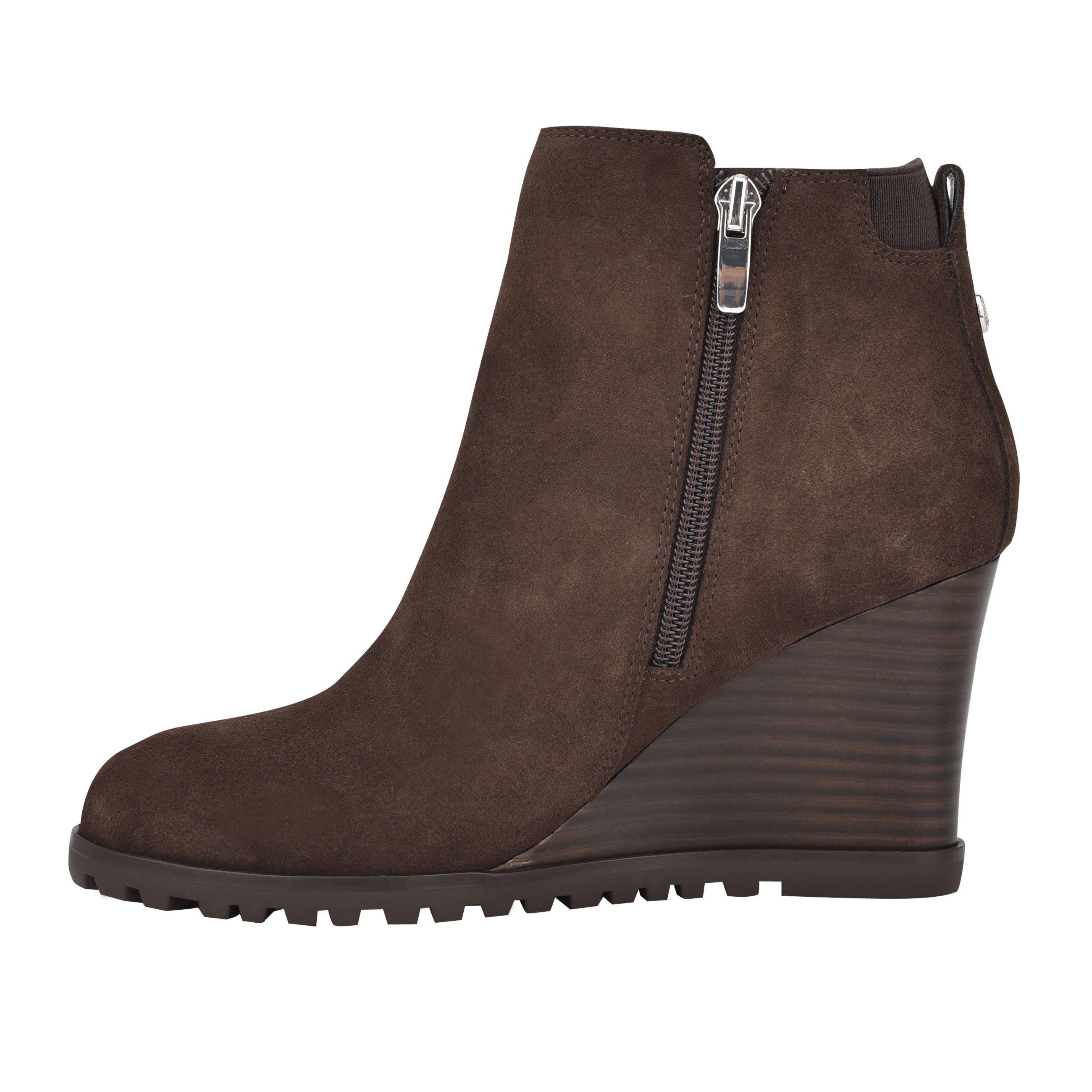 brown wedge booties with fringe