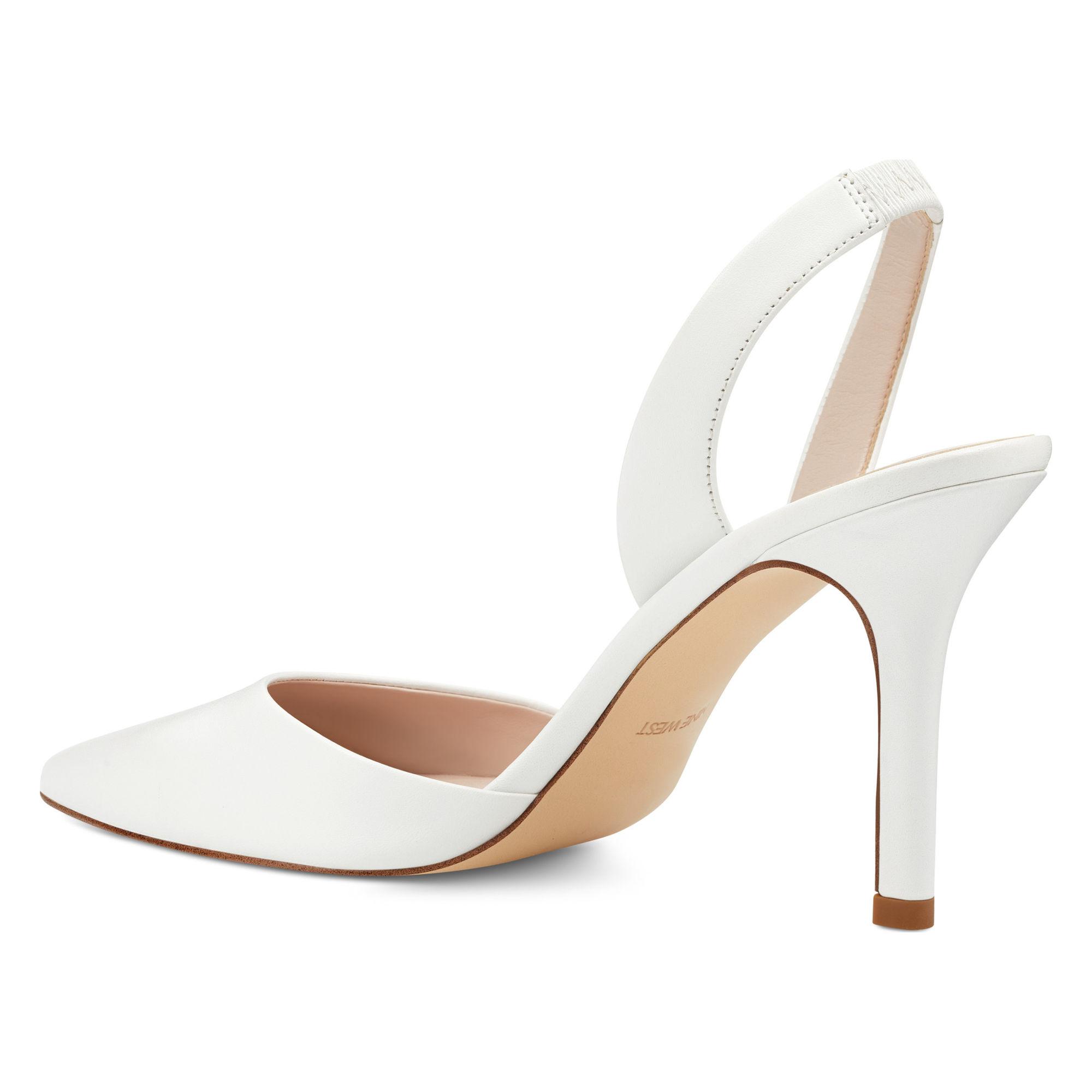 Nine West Leather Meredith Pointy Toe Slingbacks in White Leather ...