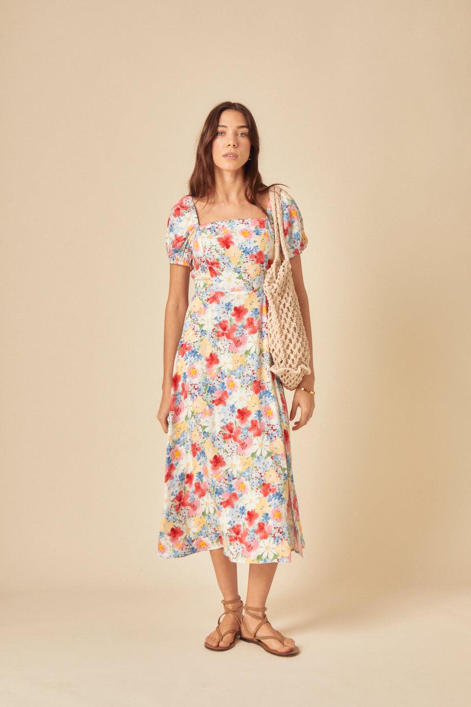 midi column dress with sleeves I.H.F EMERALD COLUMN EVENING GOWN