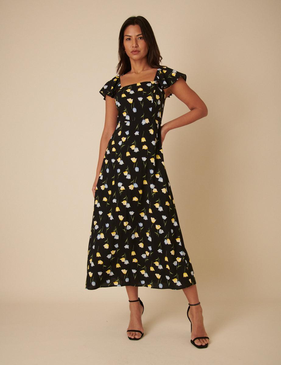 Nobody's Child Floral Elsie Midi Dress in Natural Lyst UK - Main Image