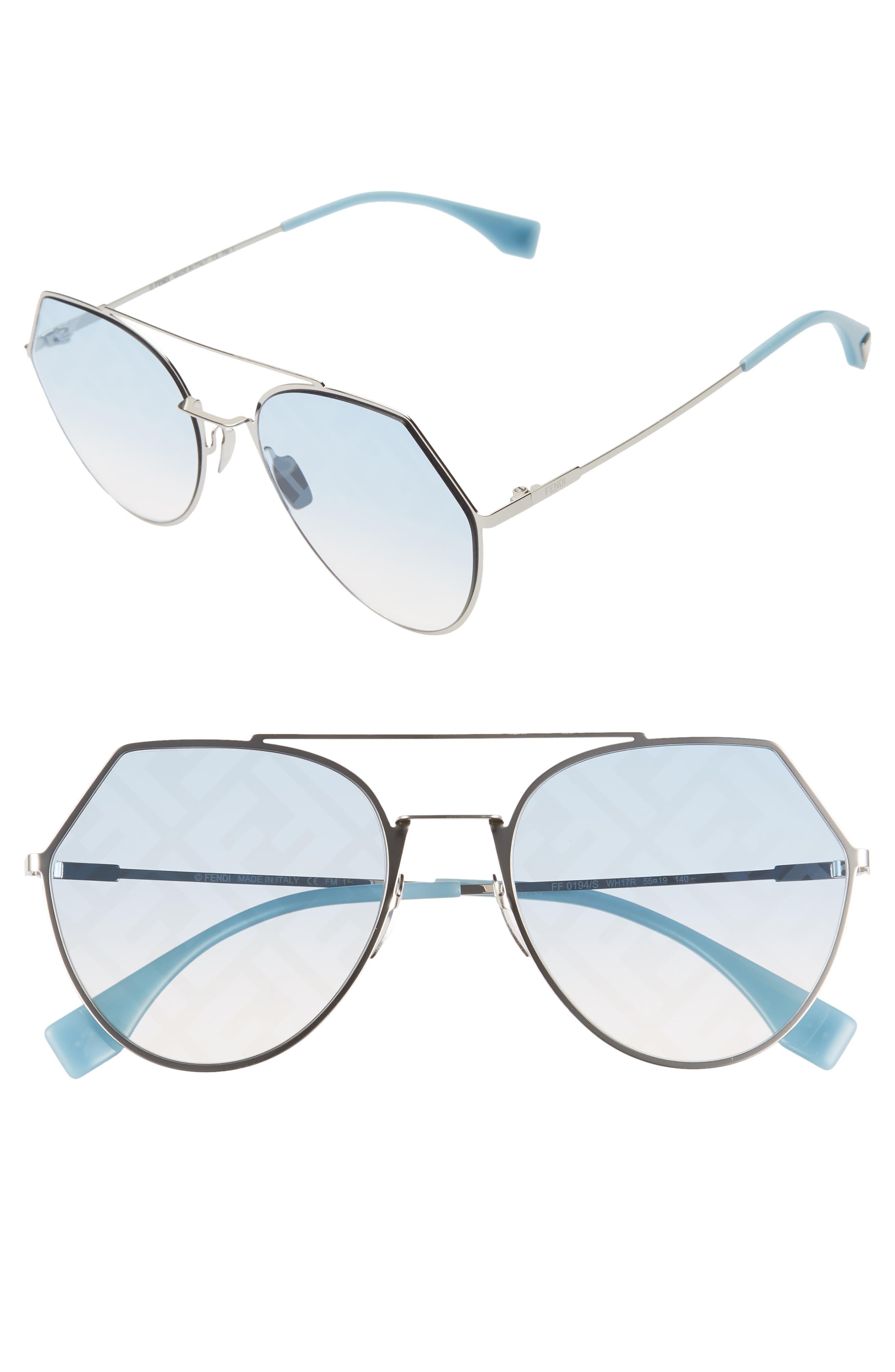 Fendi Eyeline 55mm Sunglasses in Silver/ Light Blue (Blue) - Lyst