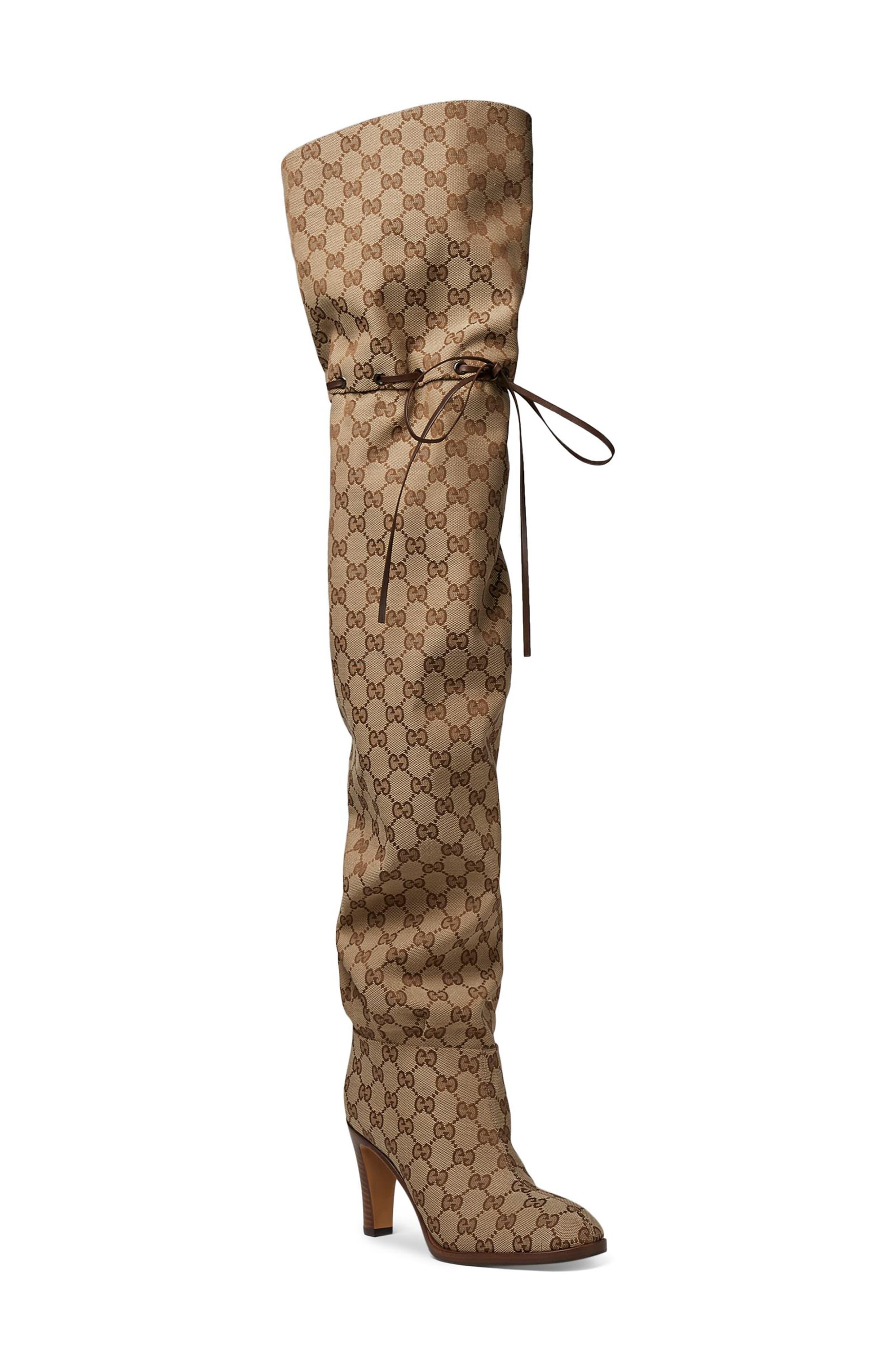 Gucci Original GG Canvas Over-the-knee Boot in Natural - Lyst