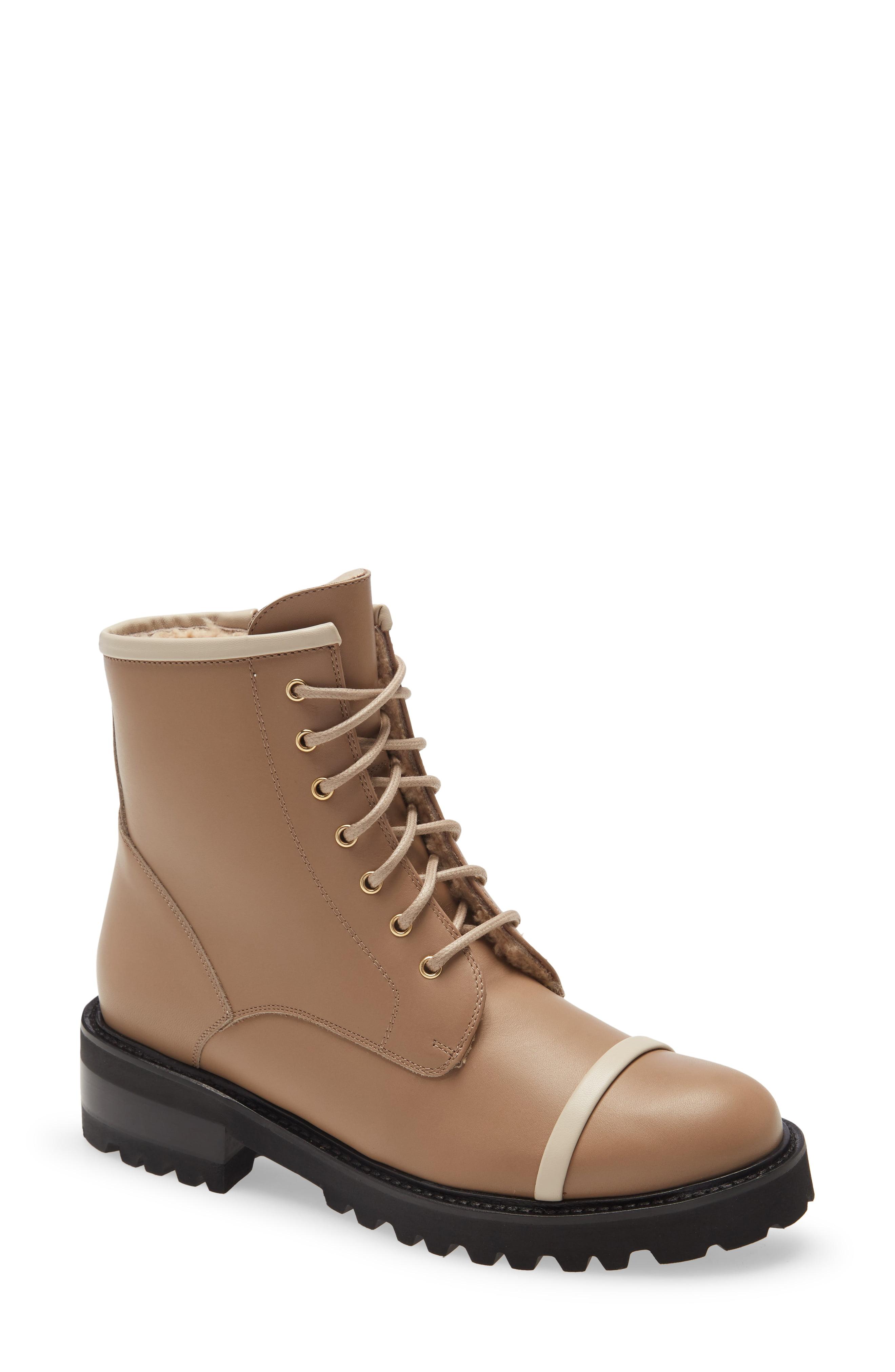 shearling lined combat boots