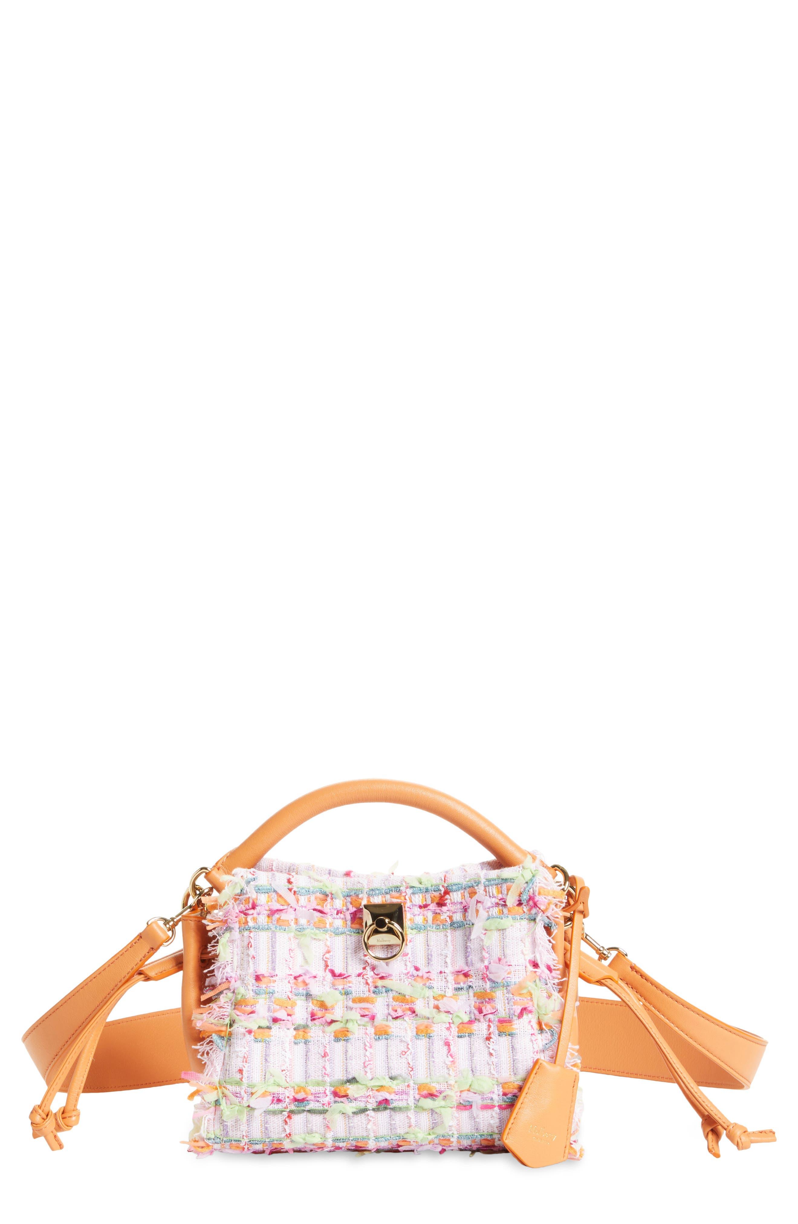 Mulberry Mini Iris Tweed Top Handle Bag in Pink | Lyst
