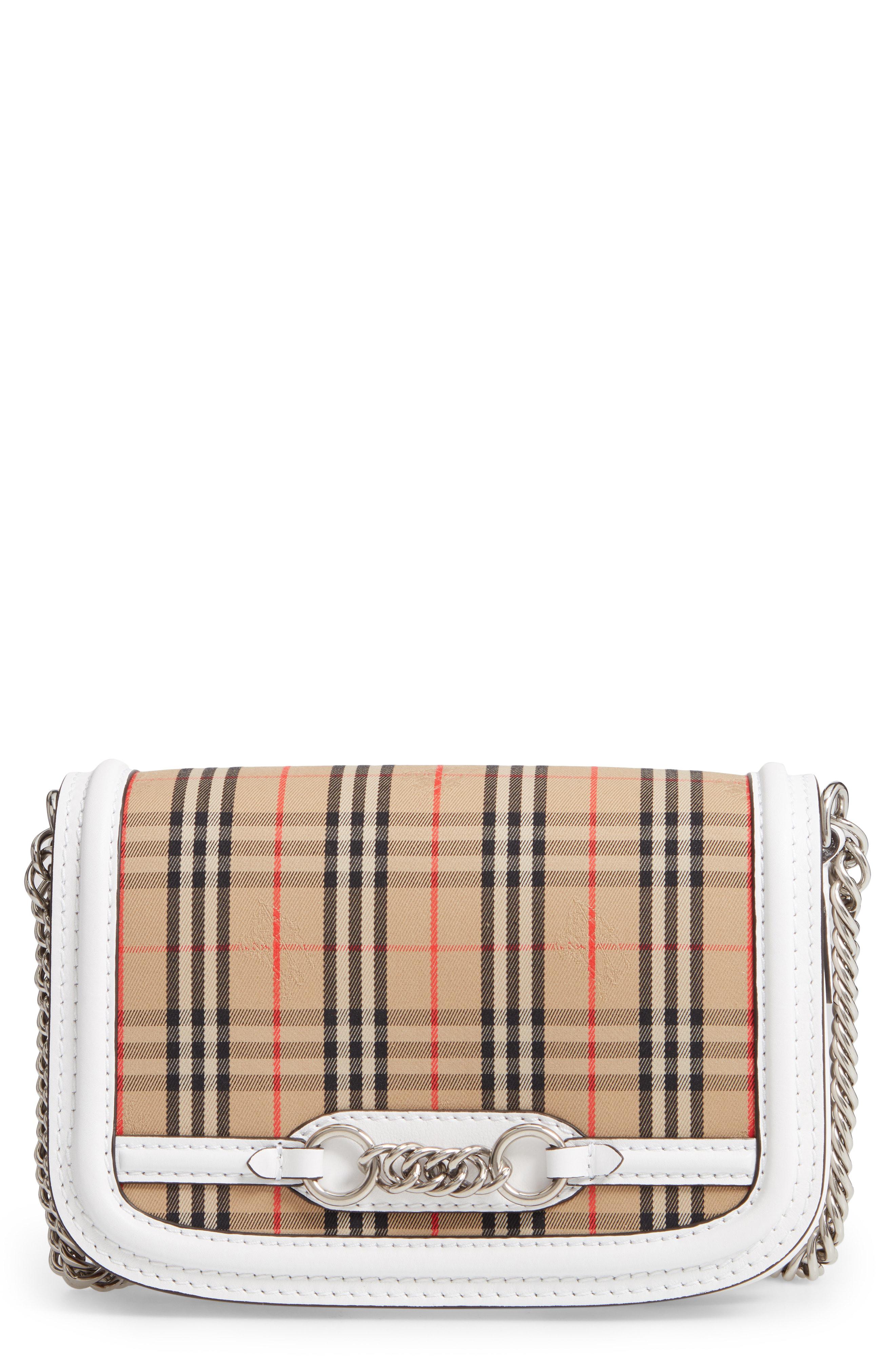 vintage check link crossbody camera bag