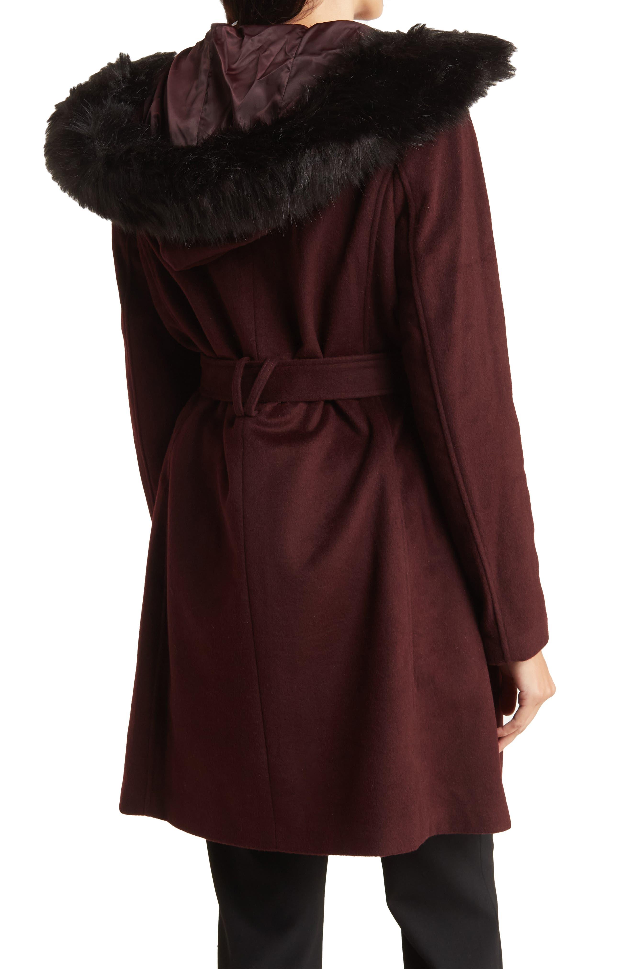 Cole haan faux fur trim deals coat