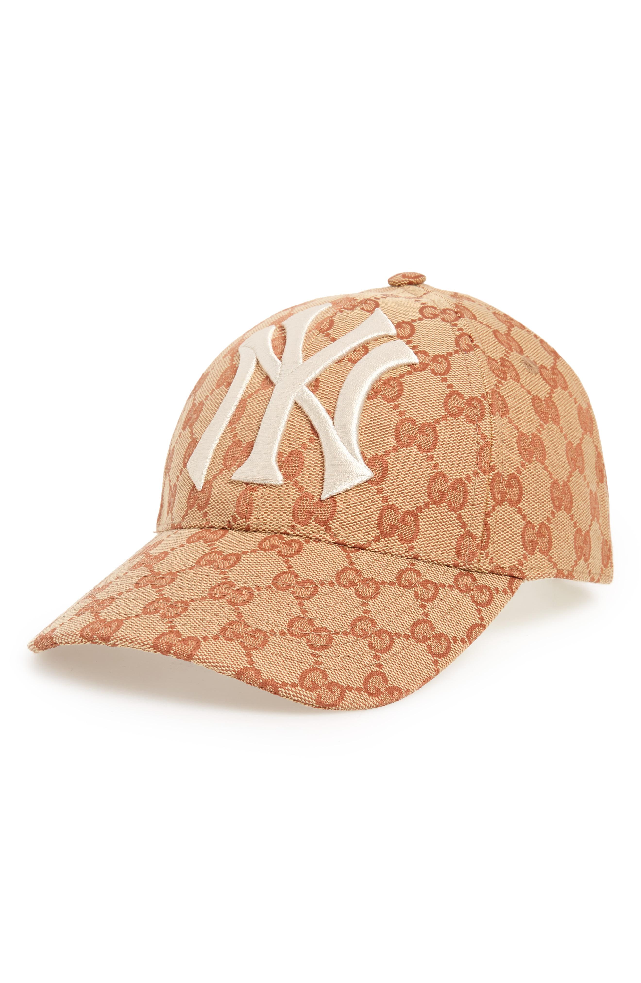 Gucci Canvas Baseball Hat With Ny 