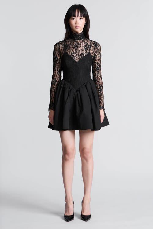 chinese dress ladies BCBG 'ROXINE' Black Long Sleeve Lace Dress with White Collar  The Hangout