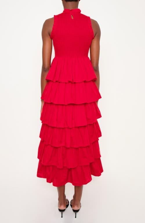 sachin and babi light blue dress Vacation Party Tiered Dress Rose Red V Neck Chiffon Maxi Dress – chiclody main image 0