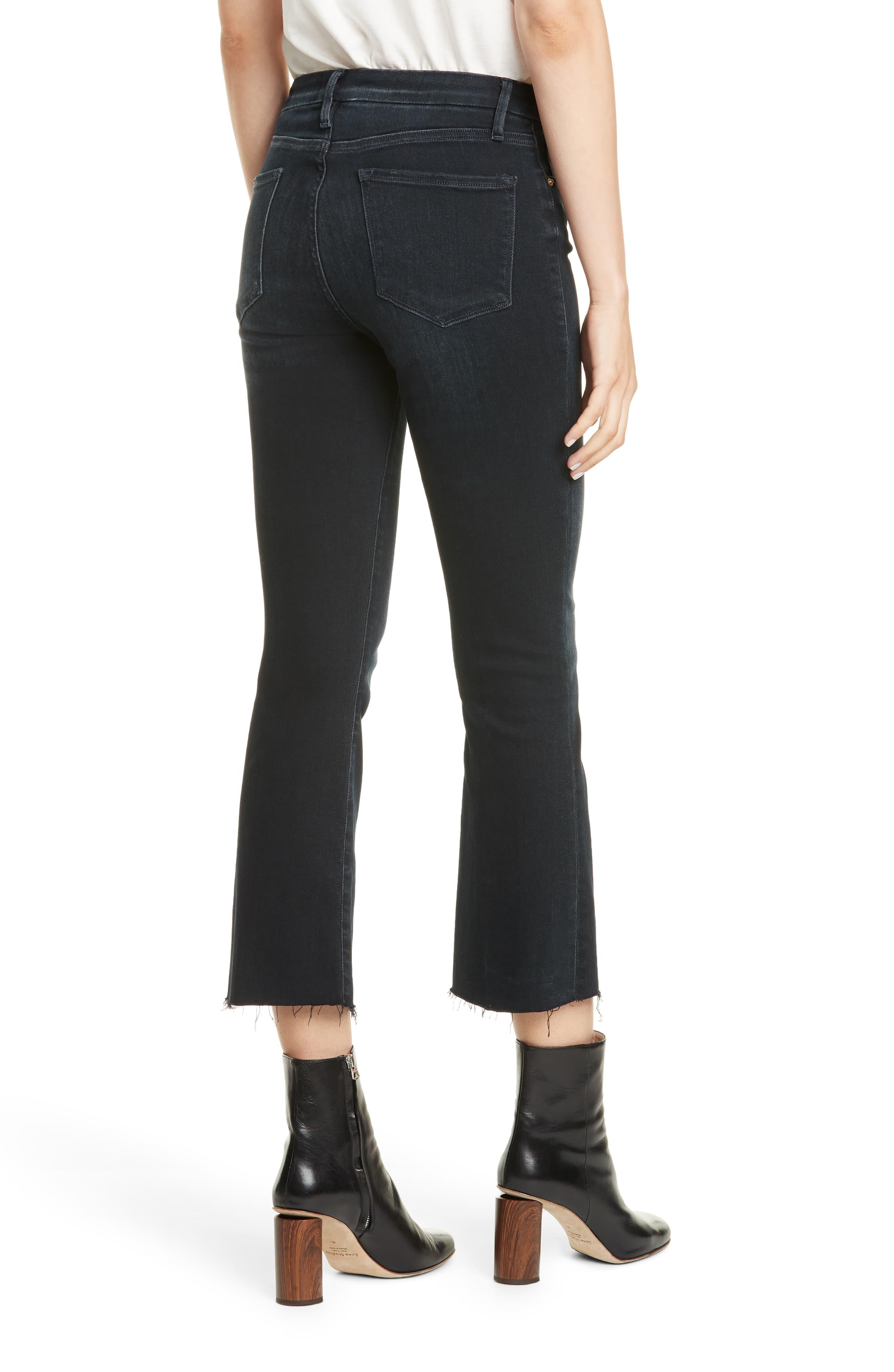 FRAME Denim Le Crop Mini Raw Hem Bootcut Jeans in Black