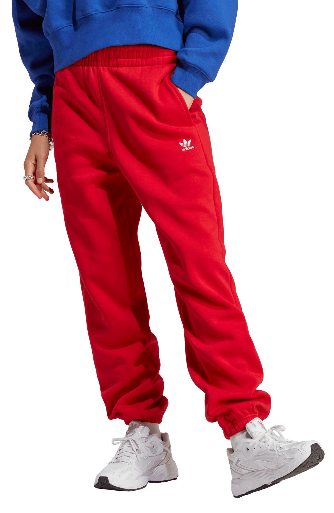 adidas Originals Essentials Fleece joggers in Red | Lyst