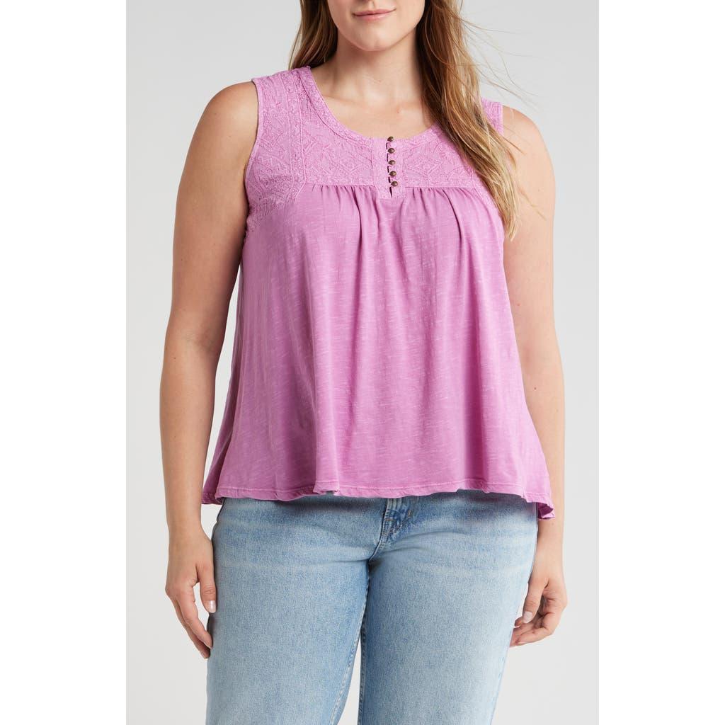lucky brand embroidered yoke top
