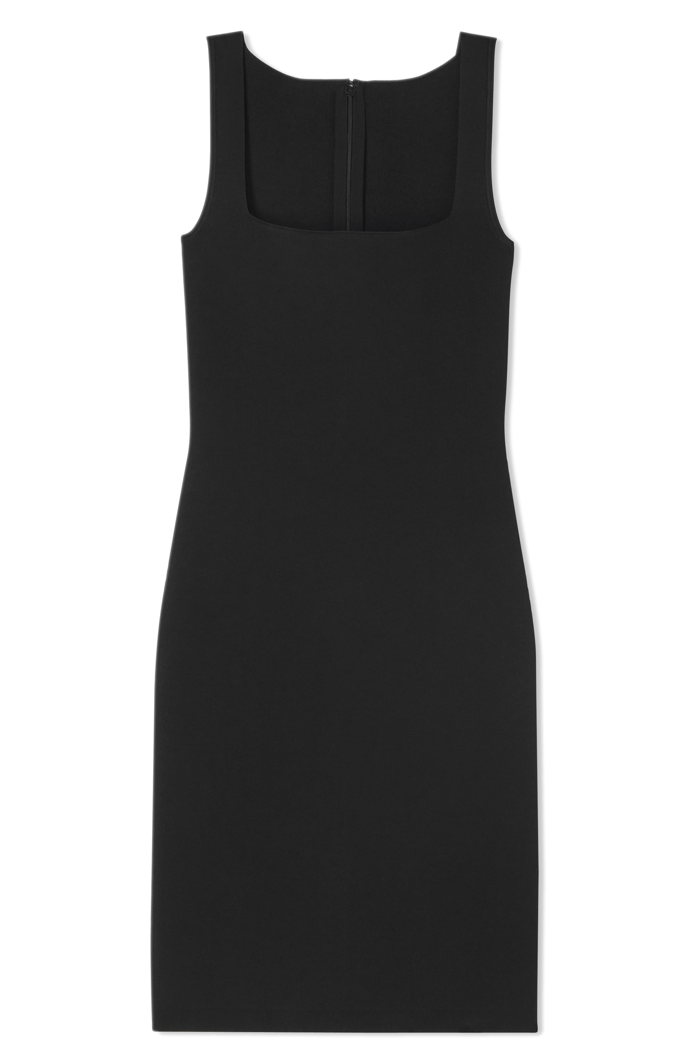 St. John Half Milano Knit Square Neck Cocktail Dress in Black | Lyst