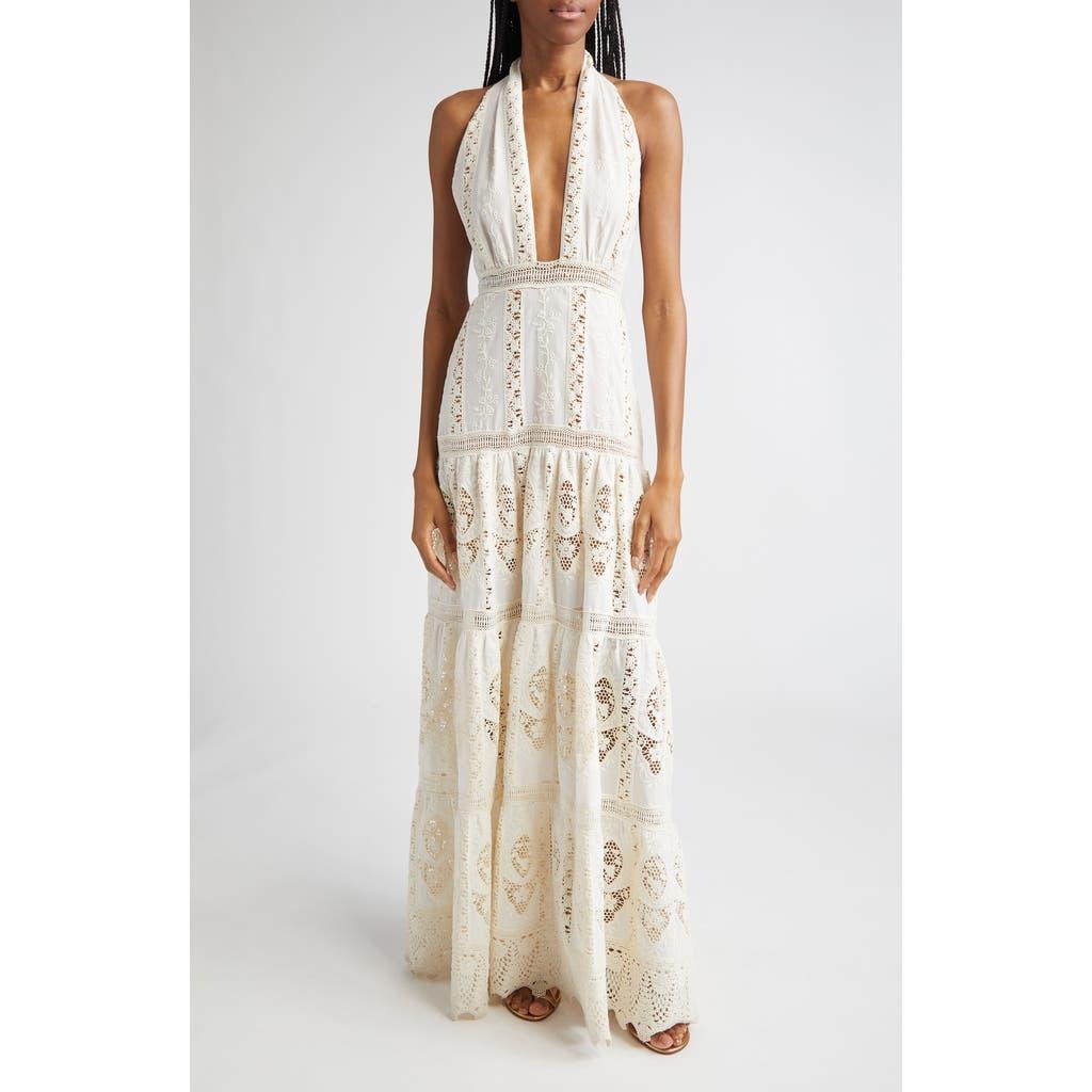Johanna Ortiz Luz Embroidered Halter Maxi Dress in Natural | Lyst Johanna Ortiz Luz Embroidered Halter Maxi Dress in Natural | Lyst